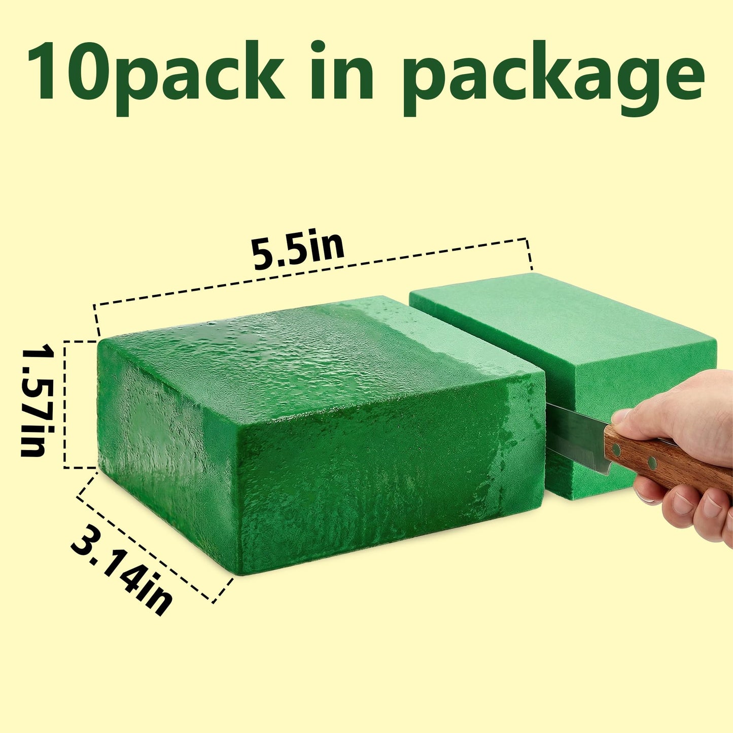 Floral Foam Blocks, Green Plant Foam,Wet & Dry Flower Foam for Fresh and Artificial Flowers,Florist Styrofoam Flower Arrangements Supplies, Decorations for Wedding, Birthdays and Garden (10)