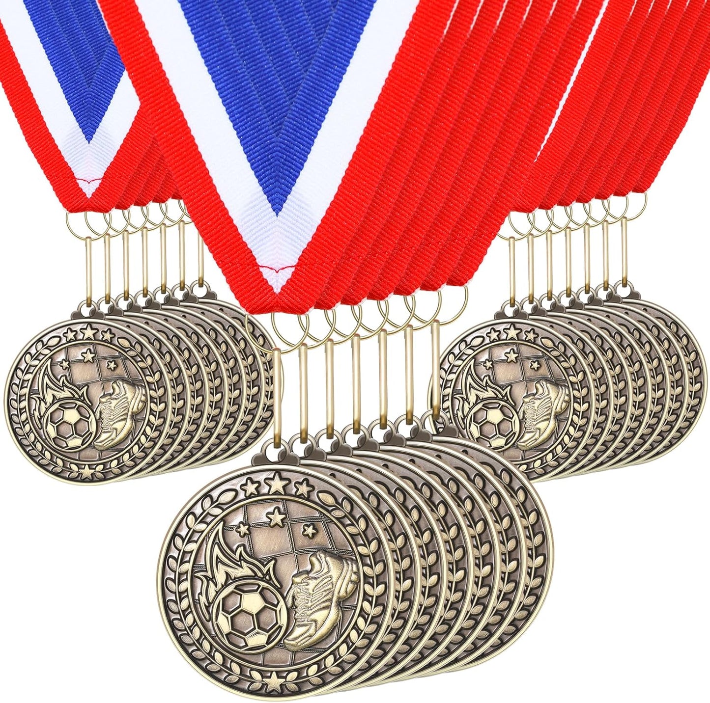 Remuuly 30 Pcs Gold Medals Bulk 2'' Basketball Soccer Baseball Volleyball Football Lacrosse Kickball Cheer Bowling Trophy Medals for Awards for Sports Participation Winner Gift