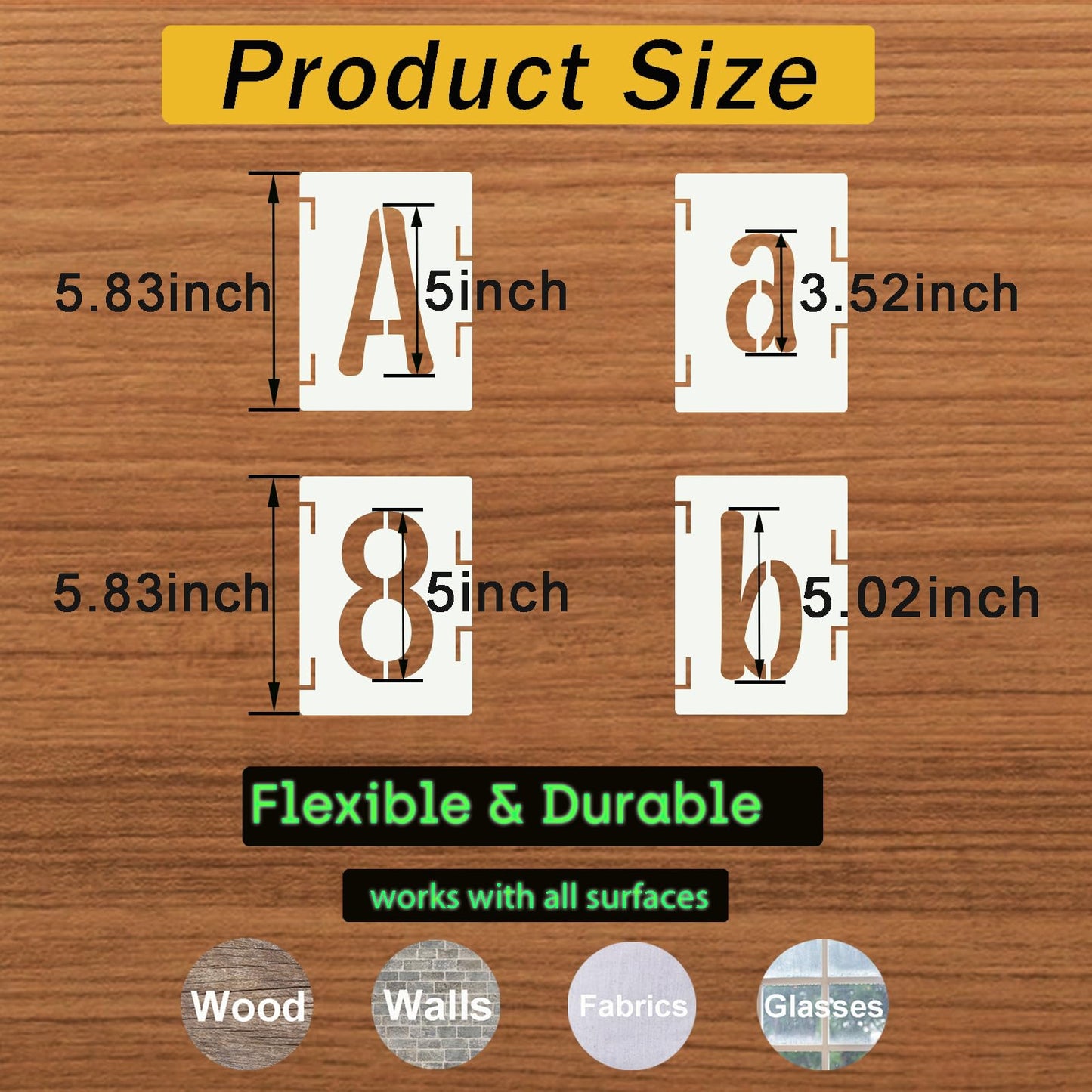 DZXCYZ 5 Inch Alphabet Letter Stencils, 66 Pcs Reusable Plastic Letter Number Symbol Interlocking Drawing Template Kit for Painting on Wood, Wall, Glass, Fabric, Signage, Door Porch