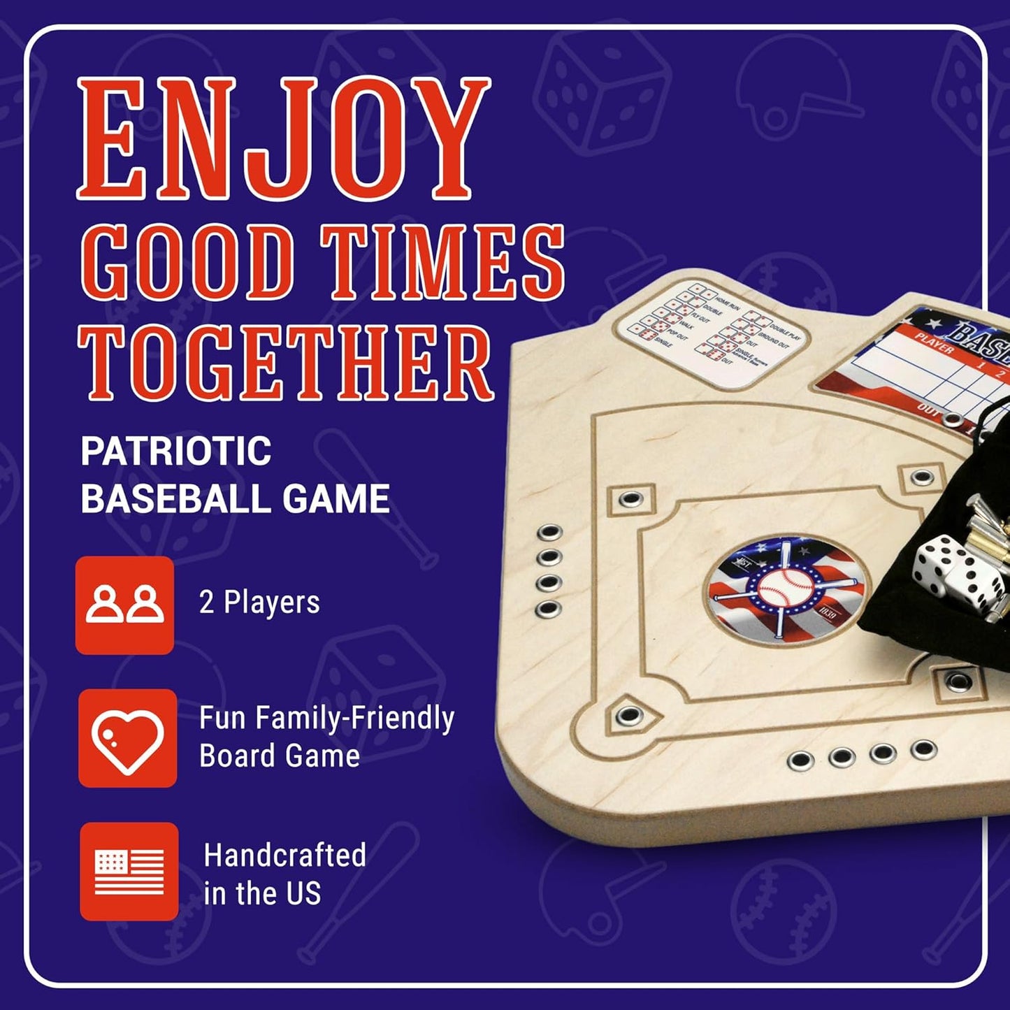 Across The Board Patriotic Baseball Game, Fun Baseball Gifts for 2 Players, Indoor & Outdoor Family Bonding Activities, Fun Entertainment for Family Gatherings, Events & More Game