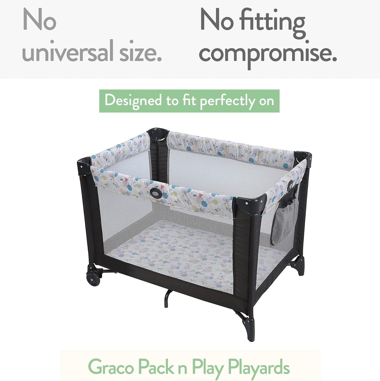 Pack and Play Sheets Fitted – Compatible with Graco Pack n Play Playard Crib and Other 27 x 39 Inch Playpen Mattress – Snuggly Soft 100% Jersey Cotton – Farm Animals – 2 Pack