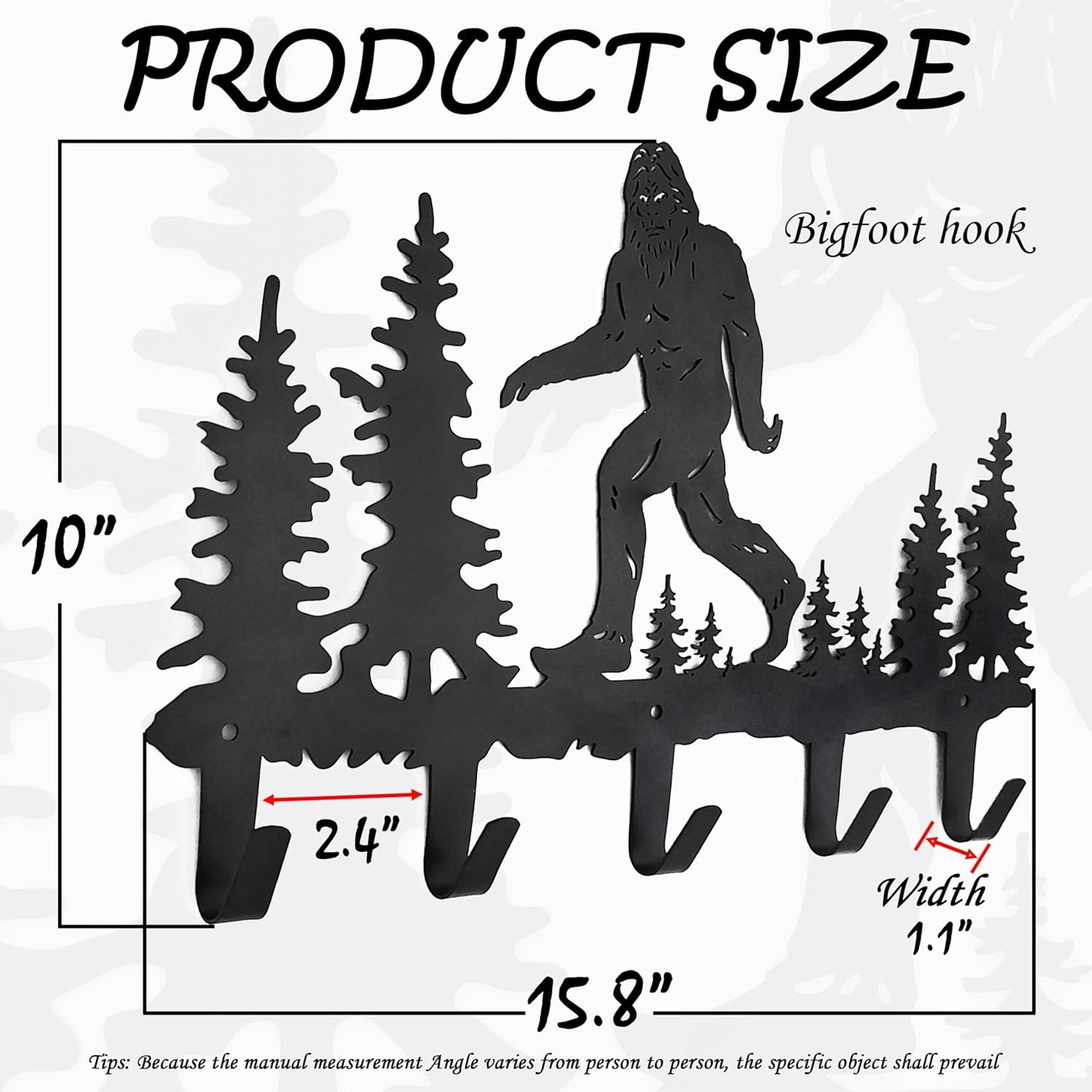 Bigfoot Sasquatch Metal Coat Hooks Wall Mount-Bigfoot Sasquatch Hangers and Key Holder-Clothes Hat Rack and Backpack Hanger Decor for Storage, Living Room, Hallway, Office Gift