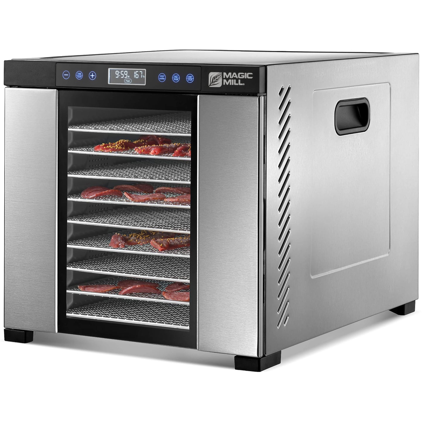Magic Mill Food Dehydrator Machine | 11 Stainless Steel Trays | Adjustable Timer And Temperature Control | Jerky, Herb, Meat, Be