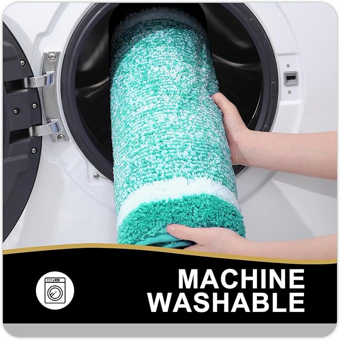 OLANLY Bathroom Rugs 36x24, Extra Soft and Absorbent Microfiber Bath Mat, Non-Slip, Machine Washable, Quick Dry Shaggy Bath Carpet, Suitable for Bathroom Floor, Tub, Shower (Large, Green)