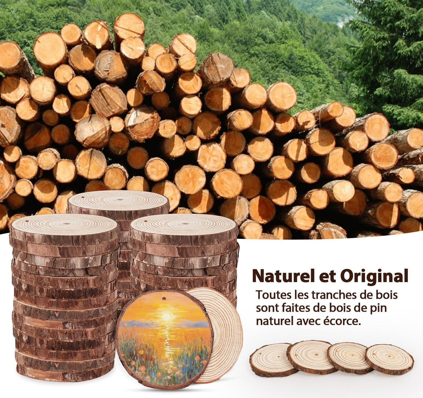 Timburst Unfinished Wood Slices Ornaments, 171pcs All-in-One Kids Painting Crafts, Glow in the Dark Wooden Craft Kit with Pre-Drilled Holes, Arts and Crafts for Girls Boys Ages 6+ Birthday Gift