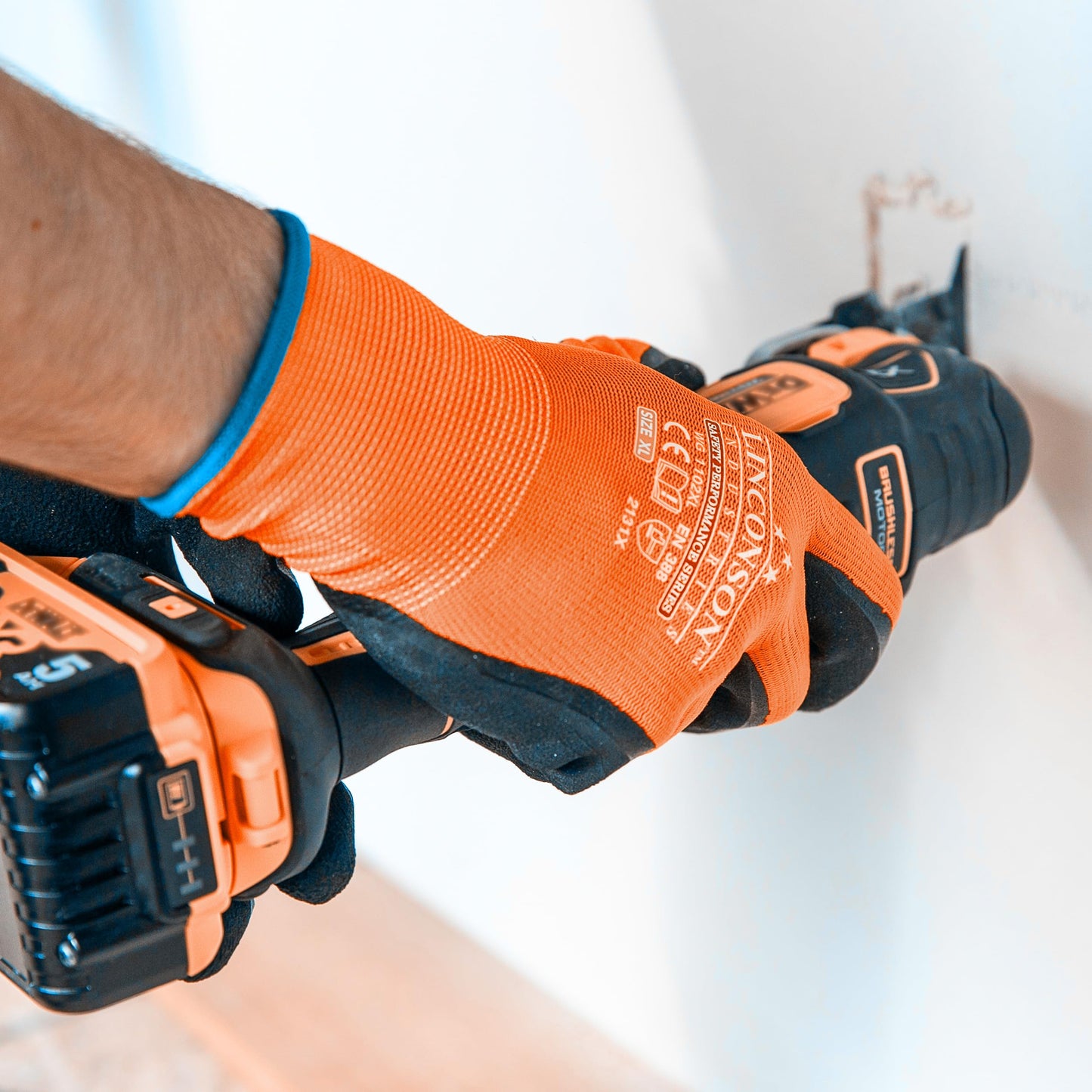 linconson 12 Pack Safety Performance Series Construction Mechanics Work Gloves (L (Pack of 12), Orange)