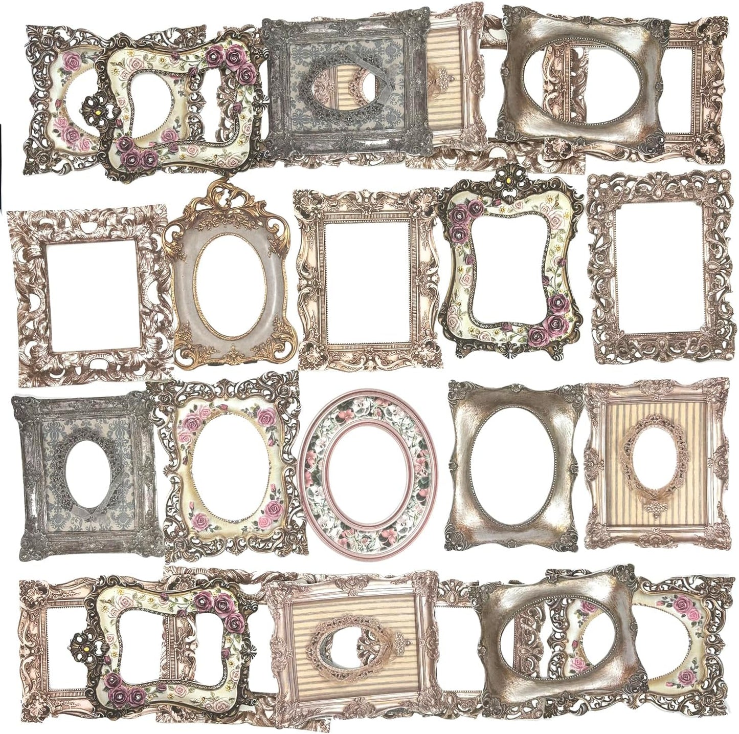 30Pcs Vintage Scrapbook Paper Photo Frame for Scrapbooking Junk Journal Collage Diary Embellishment DIY Photo Album DIY Craft Decoration, 10 Patterns (YSDC4)