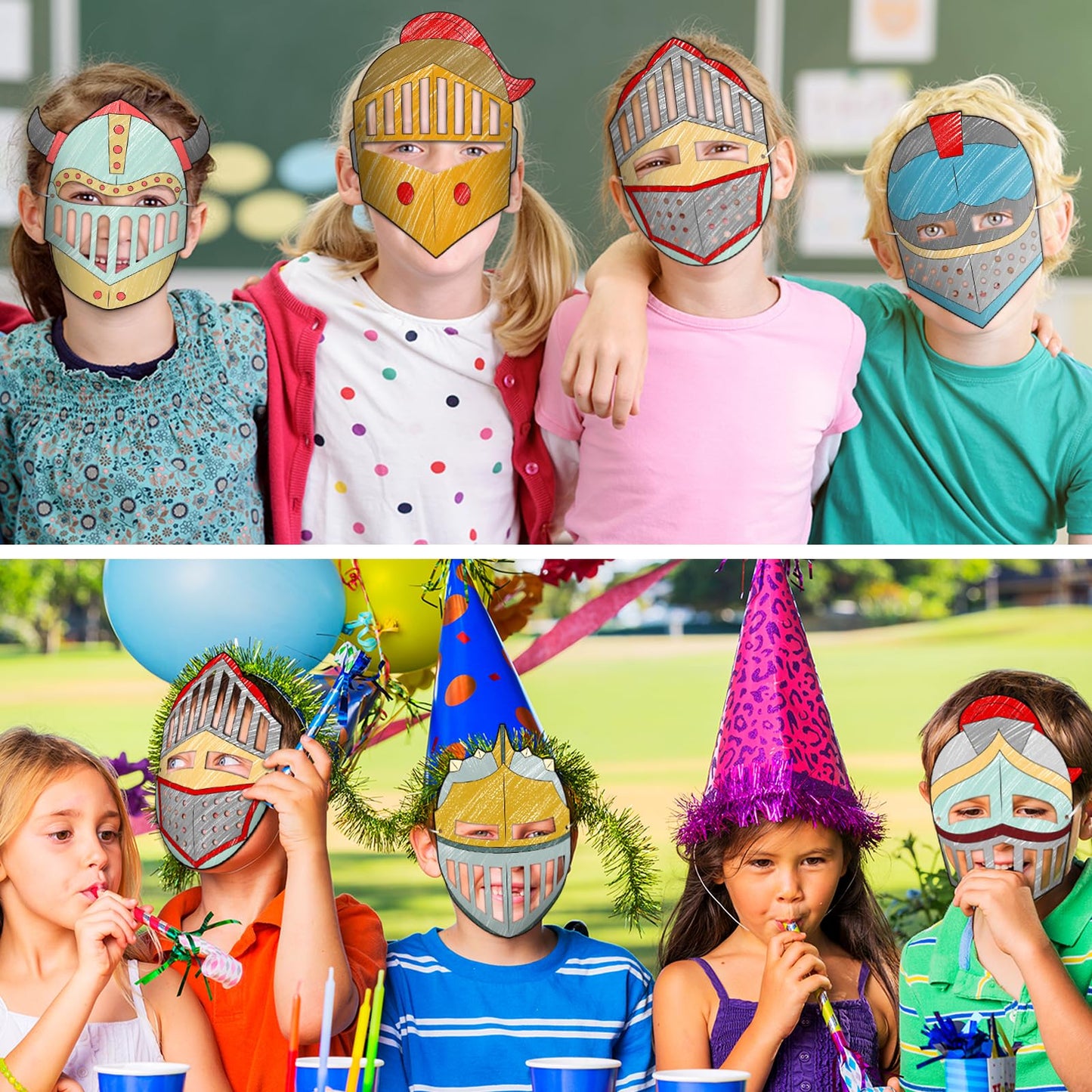Liliful 30 Set Helmet of Salvation Craft Bulk Color Your Own DIY Kit Armor of God Knight Mask Crafts Religious Bible Blank Paper Arts for Fun Activity Party Favor