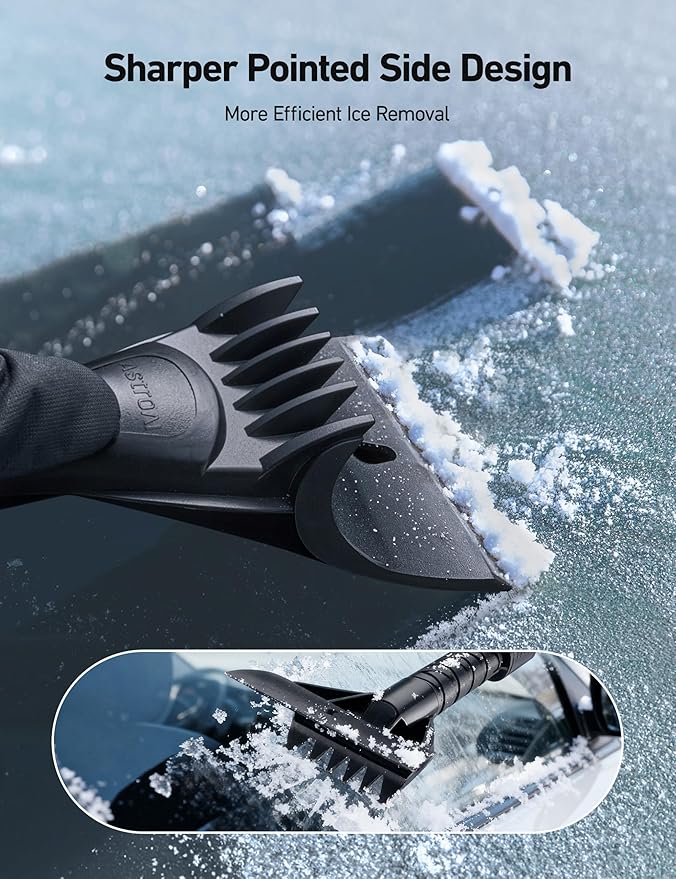 AstroAI 62.4" Ice Scrapers for Car Windshield and Extendable Snow Brush with Foam Grip and 360° Pivoting Brush Head for Christmas Car Auto Truck SUV(Orange)