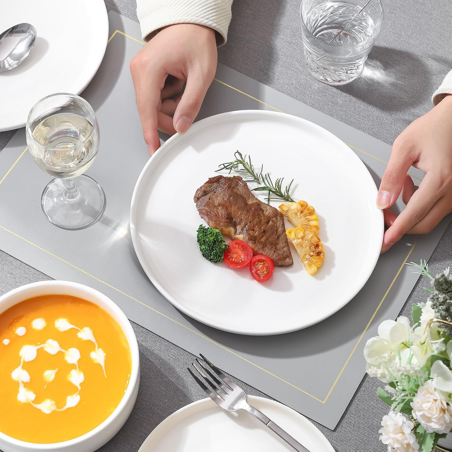 Plates and Bowls Sets,12 Pieces Porcelain Dinnerware Sets, White Ceramic Dishes Set for 4, Dishware Sets, Microwave and Dishwasher Safe, Scratch Resistant, Dining Ware Service for 4
