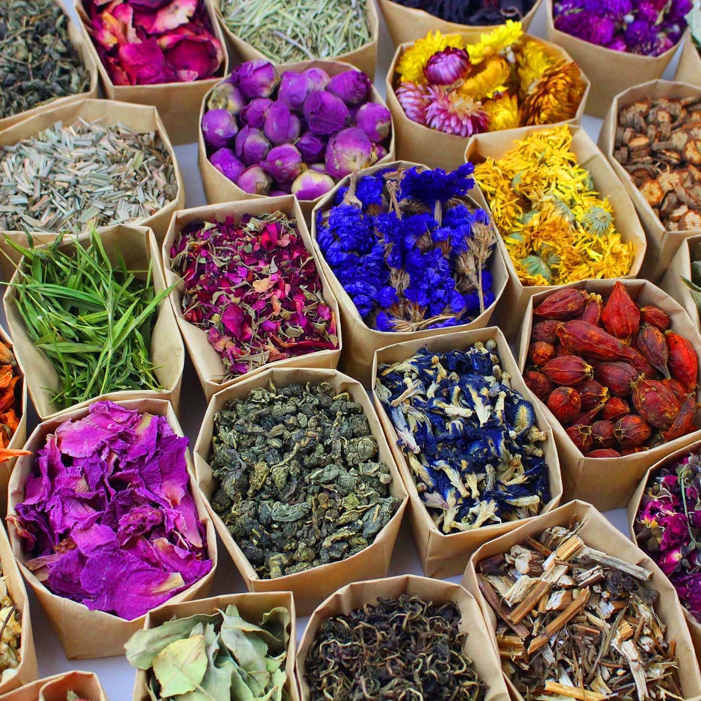 50 Packs Set - Dry Flower Craft Set, Dried Flowers, Dried Plants, Roses, Jasmine, Peonies, Lavender, Forget-me-nots, Witchcraft Kit, Resin Jewelry Making, DIY Candles, Seasonal Decorations