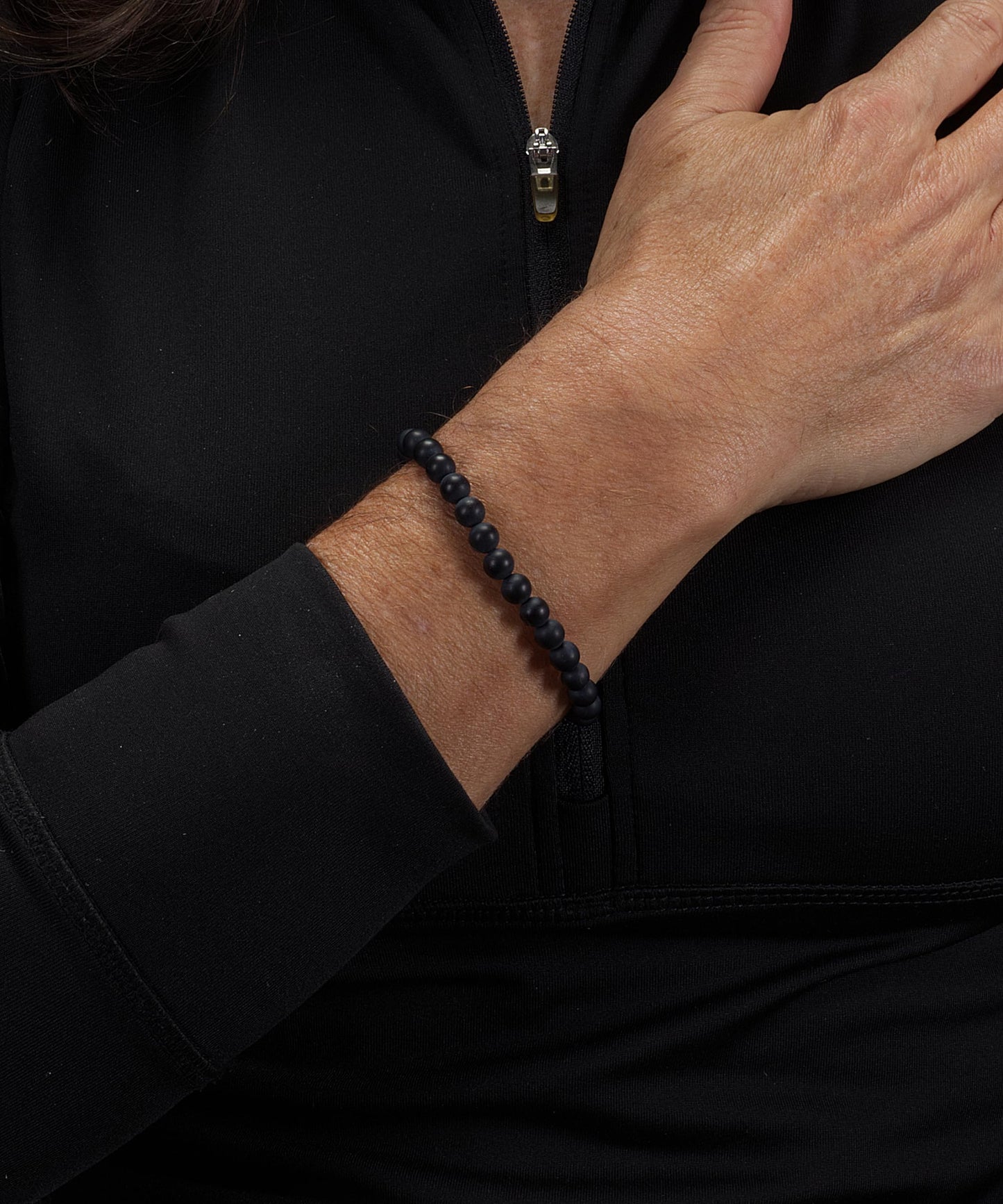 Cherry Tree Collection - Small, Medium, Large Sizes - Gemstone Beaded Bracelets For Women and Men - 6mm Round Beads (Black Agate Matte - Medium)