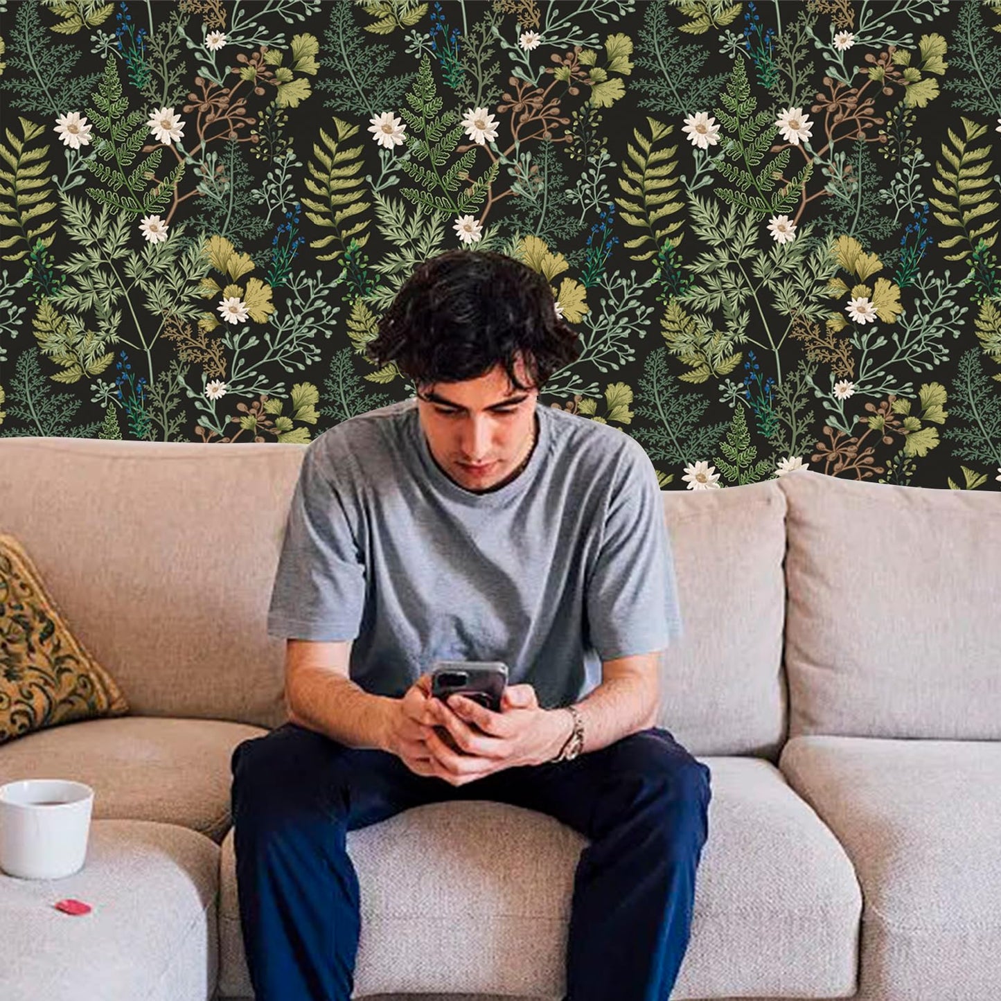 itechpanda Floral Beautiful Wallpaper Peel and Stick Wallpaper Retro Flower Wall Paper Self Adhesive Furniture Cabinet Contact Paper for Cabinet Shelf Drawer Liner Bedroom DIY Decor