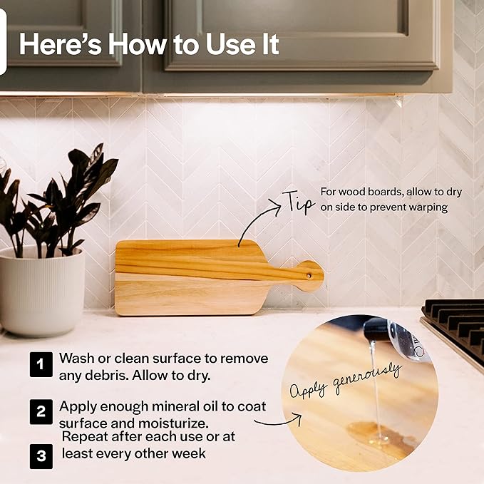 Thirteen Chefs Mineral Oil - 64oz Food Grade Conditioner for Wood Cutting Board, Countertop & Butcher Block, Lubricant for Knife or Meat Grinder - Safe USP Finish on Marble, Soapstone