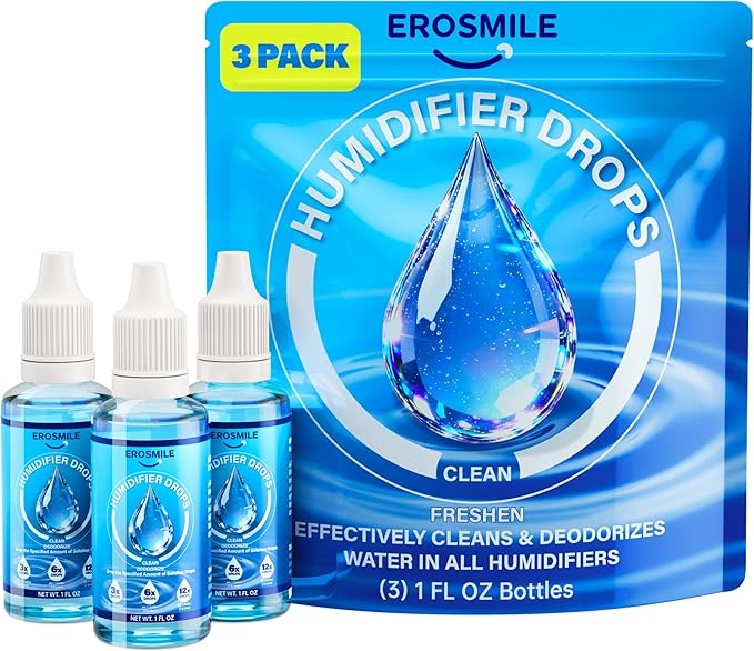 Humidifier Cleaner Drops [3 Pack] Humidifier Water Treatment Cleaning Drops for All Makes & Models - Slows Buildup & Scaling - Cleans & Deodorizes Water, 300+ Day Supply