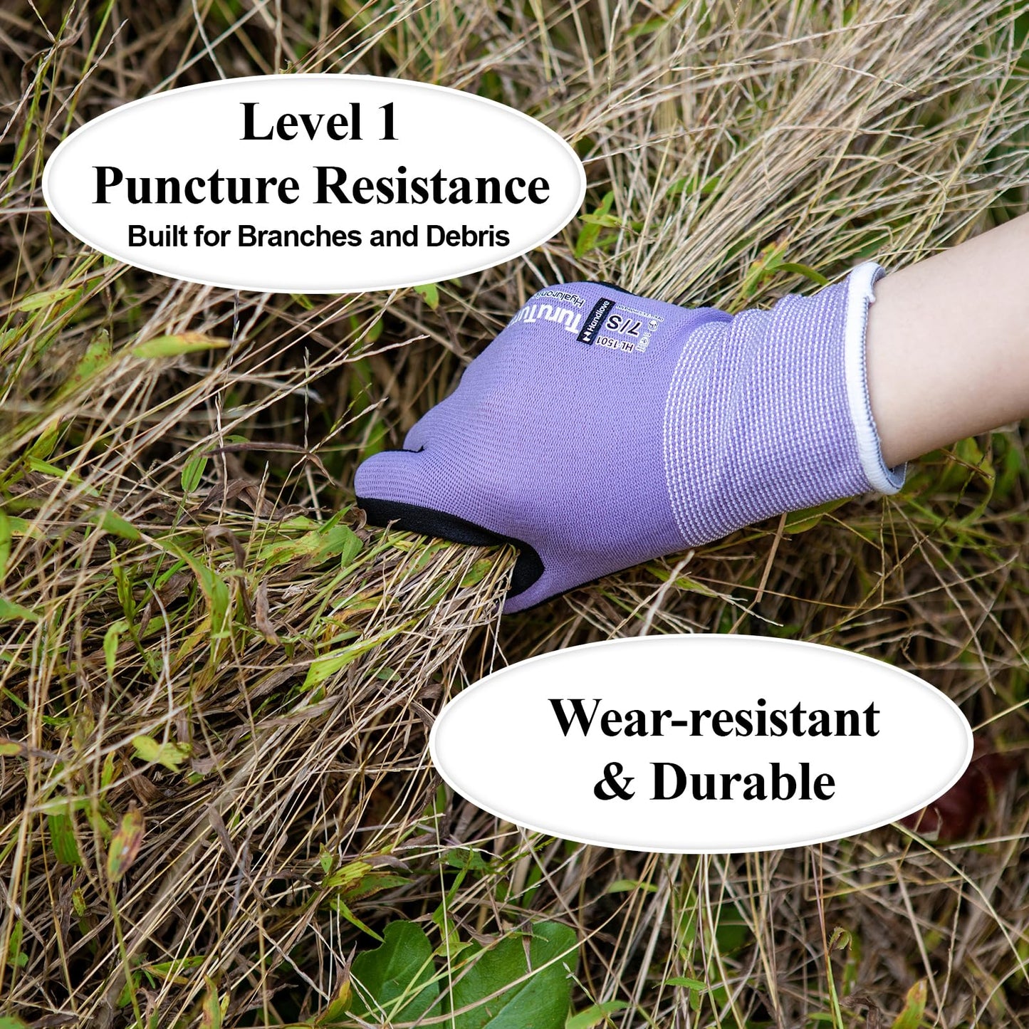 HandLove Gardening Gloves for Women, 6 Pairs, Hyaluronic Acid Moisturizing Gloves, Breathable Nitrile-Coated Grip, Latex-Free Touchscreen, for Weeding, Planting & Yard Work, Medium, Blue&Purple