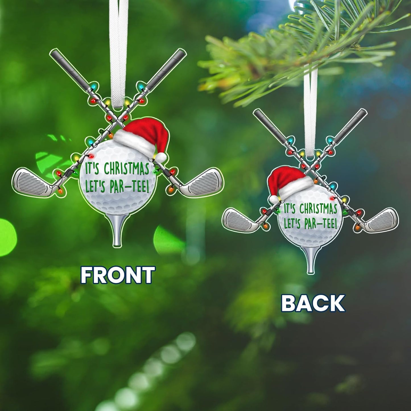 FLAGWIX Christmas Golf Gifts for Men Women - Acrylic Ornaments 2025 Tree Decorations - Golf Ornaments for Christmas Tree, Funny Sports Ornament Gifts for Men Dad Husband