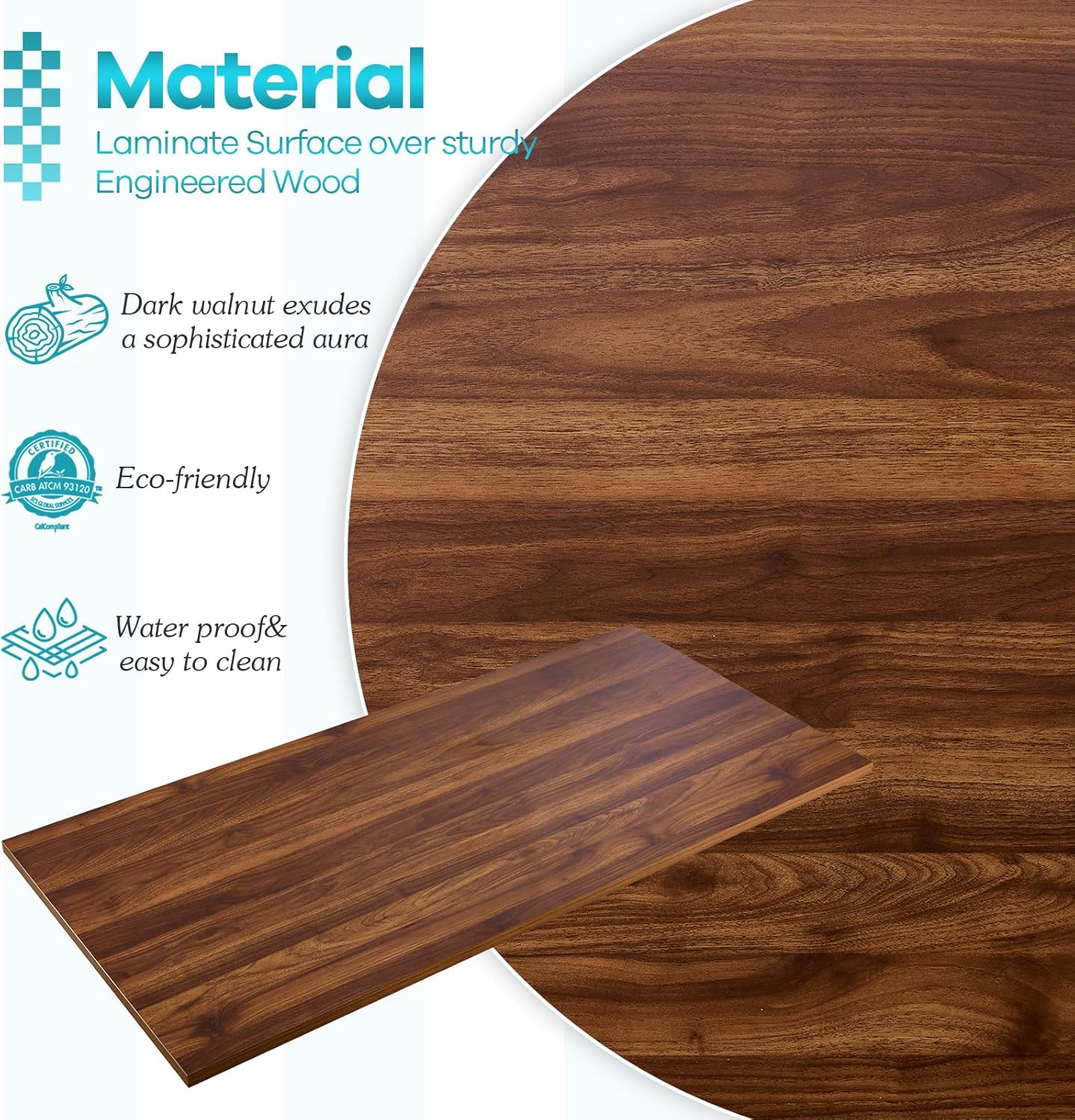 Kaboon Universal Tabletop 36"x20", Solid One-Piece Melamine Table Top, Double L-Desk Floating Desk DIY, Home and Office,Dark Walnut