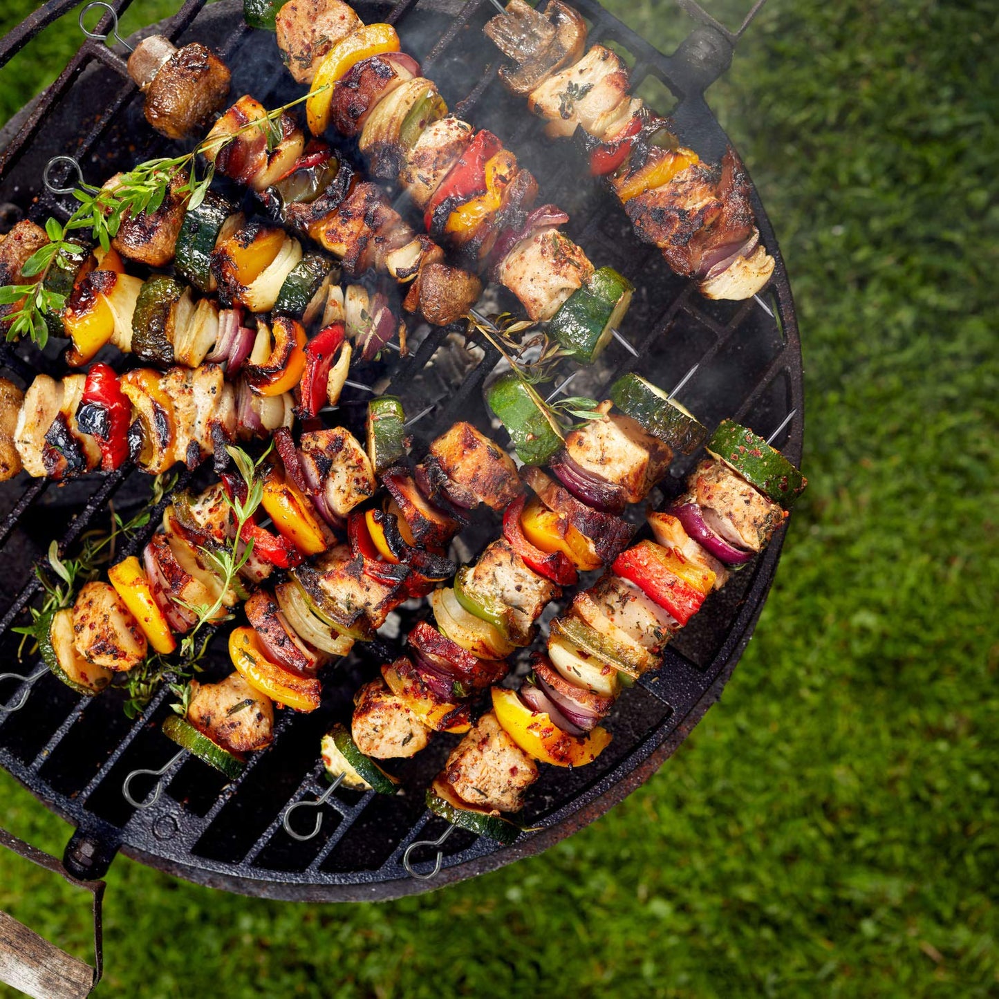 Blue Donuts 24 Pack Kabob Skewers for Grilling 12 Inch - BBQ Grill Grilling Accessories, Stainless Steel, Pack of 24