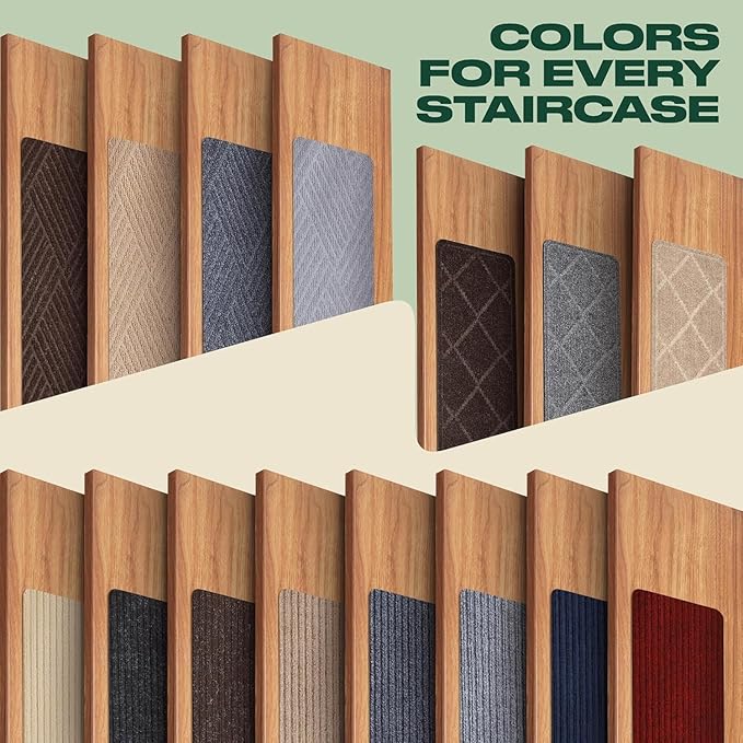 MBIGM 8" X 30" (15 in Pack) Nonslip Carpet Stair Treads Non-Skid Safety Rug Slip Resistant Indoor Runner for Kids Elders & Pets with Reusable Adhesive - Brown - Non Slip Stair Treads Indoor