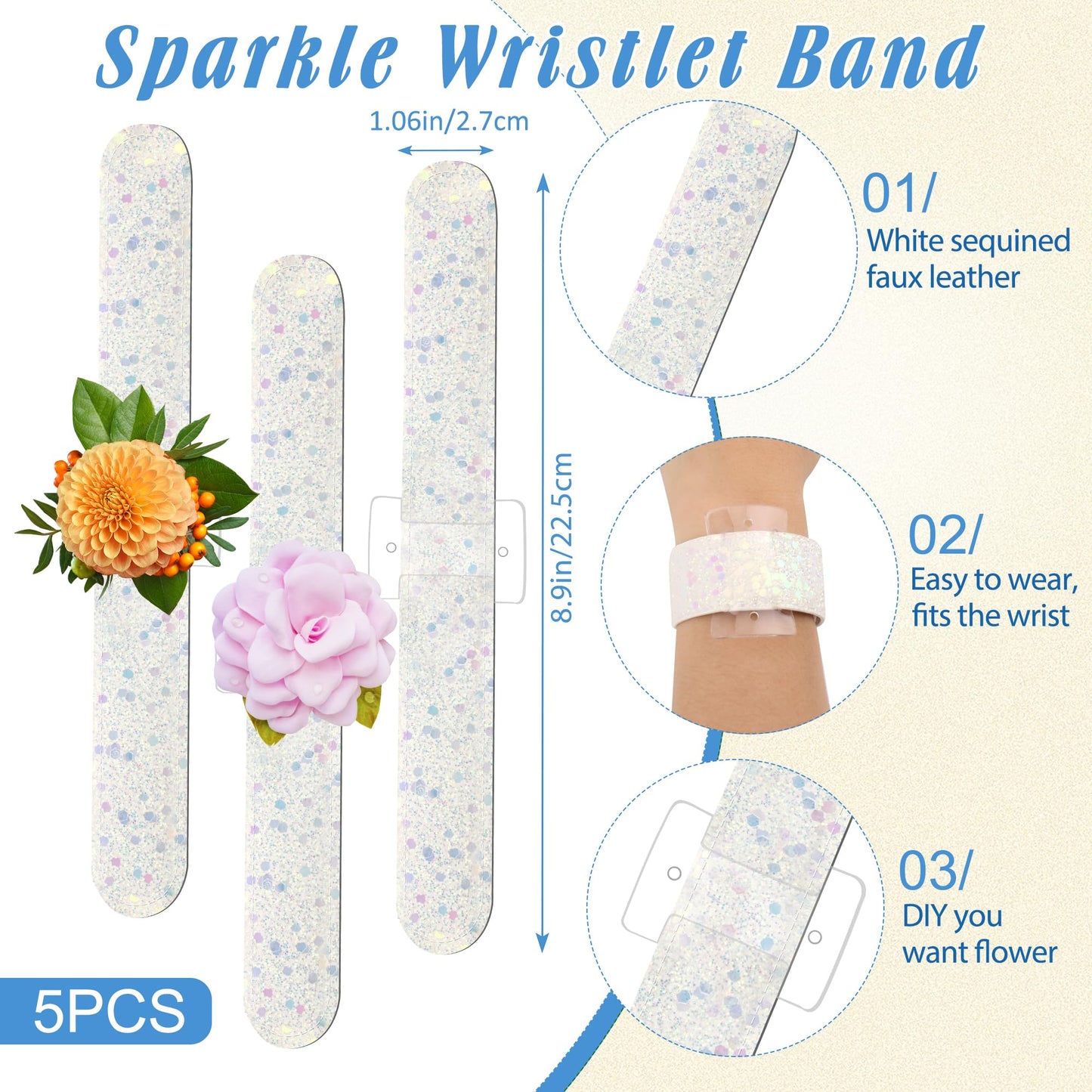 AHIER 161 PCS DIY Wrist Corsage Making Kit with 5P Wrist Corsage Bracelets, Floral Wire and Cutter, Floral Tape, Pin, Ribbon for Wedding Party Boutonniere Supplies