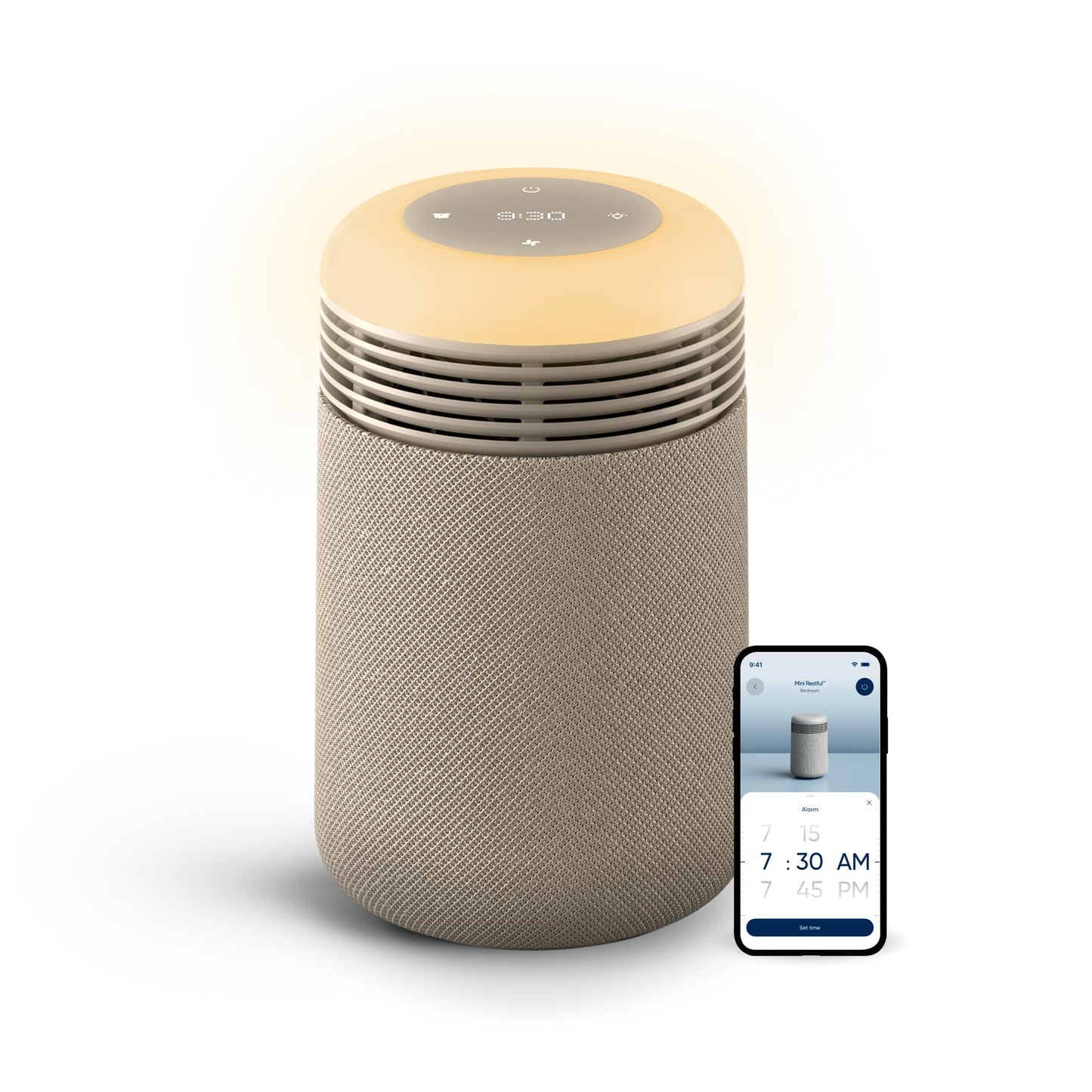 BLUEAIR Purifier for Bedroom - Mini Restful - Sunrise Clock with HEPASilent Filtration and Wake Up Light - Cleans Air and Suppor