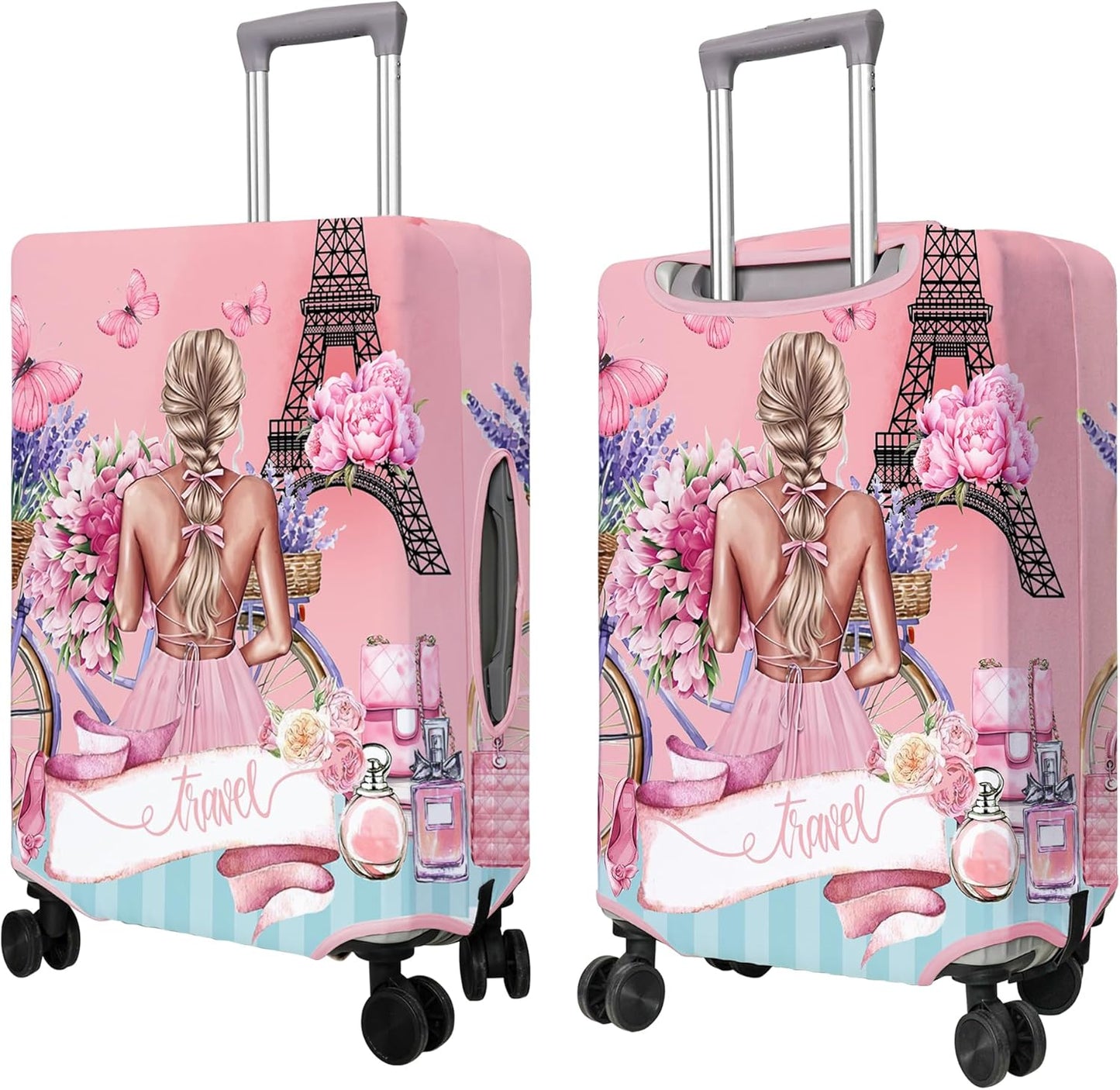 Travel Luggage Cover Suitcase Protector Fits 18-32 Inch Wheel Covers PatternedTravel Related Items Flower Luggage Protector Elastic L