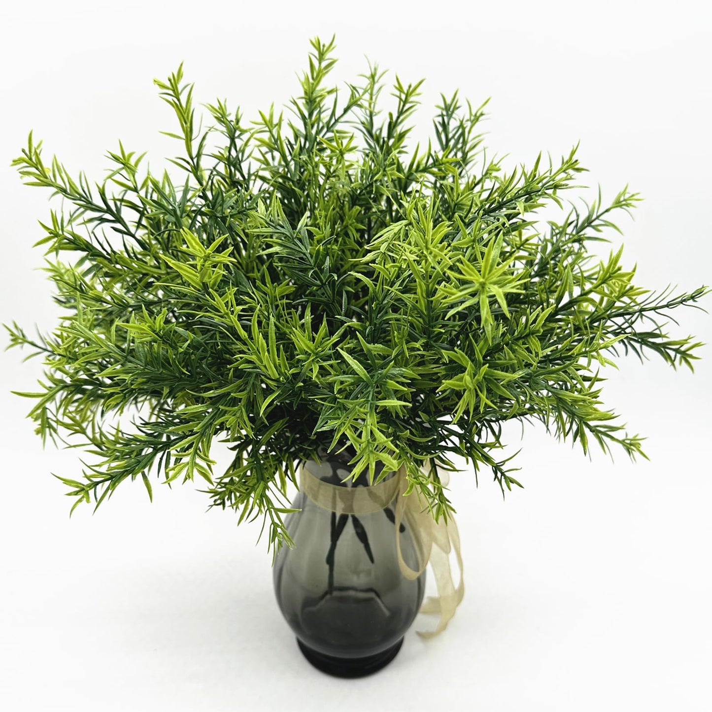 Artificial Rosemary Plants, Fake Plant Bushes Plastic Greenery Grass Faux Shrubs for Home Decor Kitchen Bathroom Farmhouse Room Shelf Desk Coffee Table Vase Pot Planter Filler DIY Decorations 6 Pack