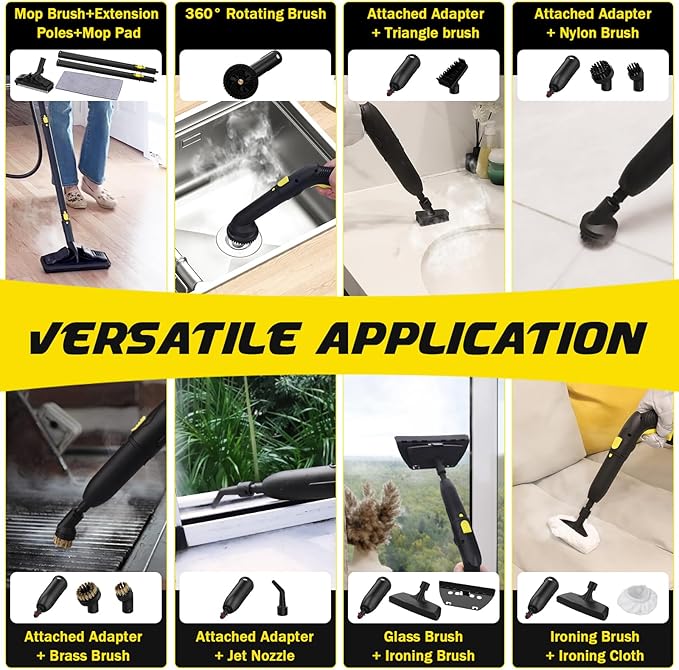 TVD Steam Cleaner, Heavy Duty Canister Steamer with 26 Accessories, Steam Mop with 5M Extra-Long Power Cord for Home Floor Cleaning, Grout,Car Detailing,Upholstery.