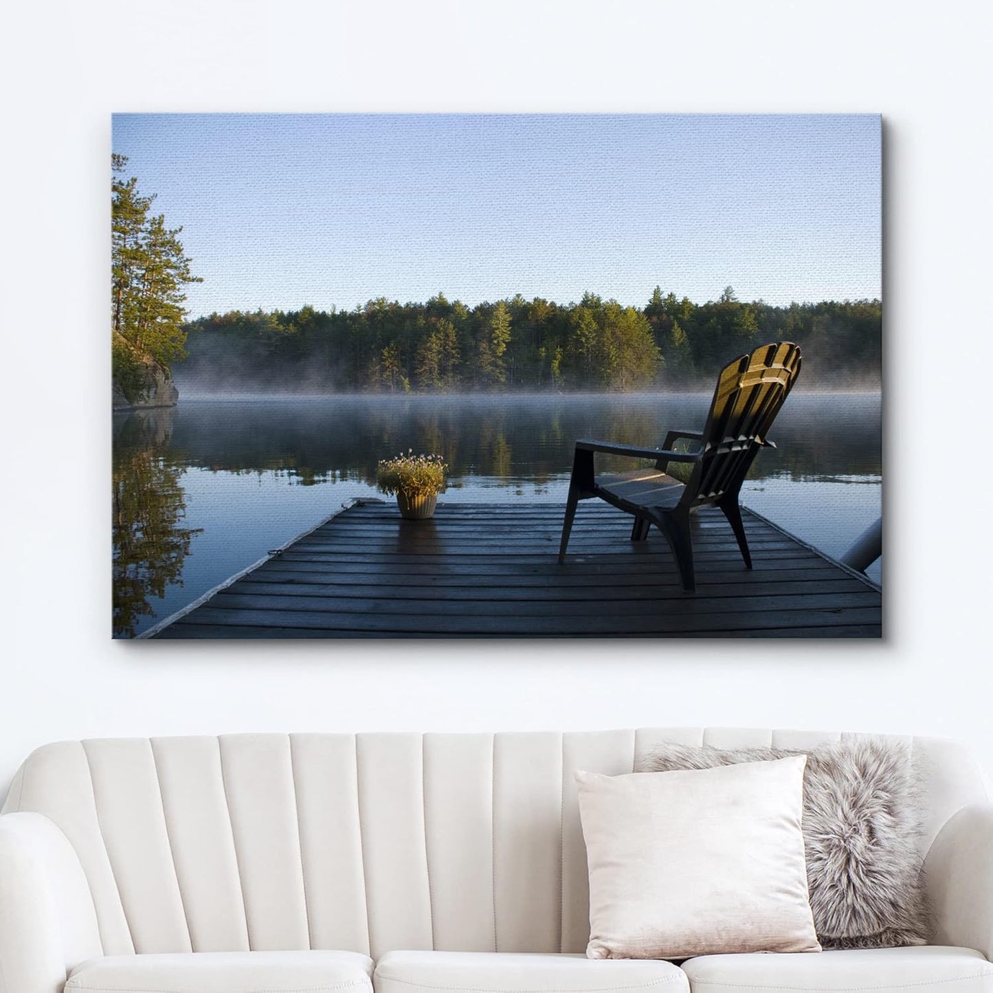 wall26 Canvas Print Wall Art View of The Lake at Dawn Nature Wilderness Photography Realism Rustic Scenic Relax/Calm Multicolor Zen Colorful for Living Room, Bedroom, Office - 16"x24"