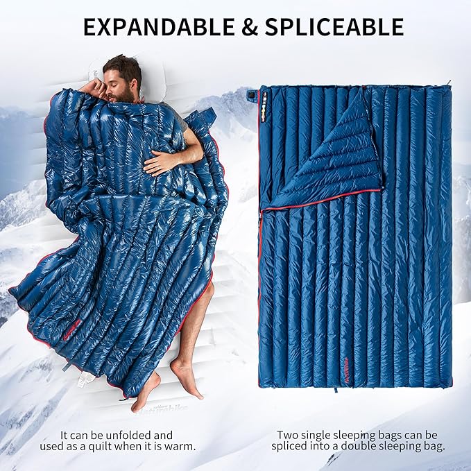 Naturehike Ultralight Backpacking RDS Down Sleeping Bag for Adults, 650 Fill Power Sleeping Bag for 42/52℉, 20oz Compact Lightweight Sleeping Bags for Hiking Camping 3 Seasons