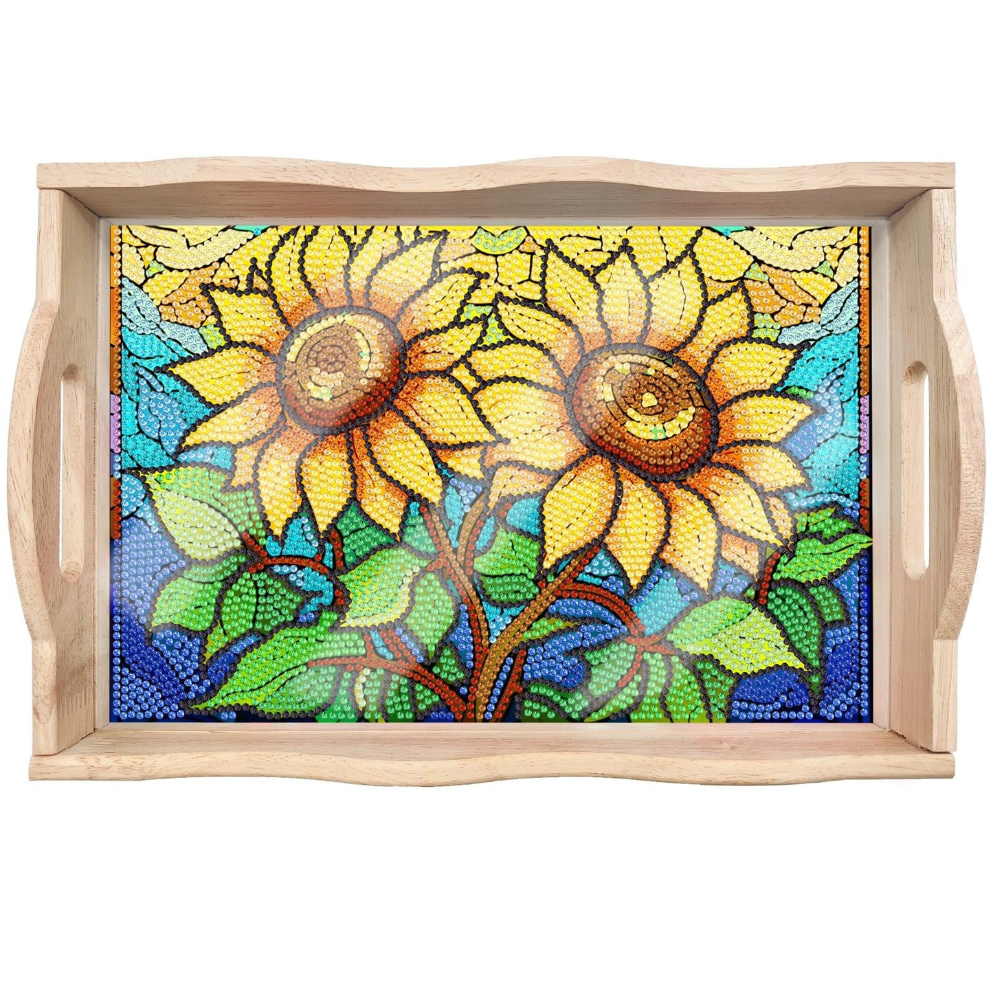 ARTopet DIY Diamond Tray Diamond Art Painting Sunflower Creative Design Handmade Wooden Tray Mosaic Making Kits by Number Kits Diamond Art for Coffee Living Room Home Organizer