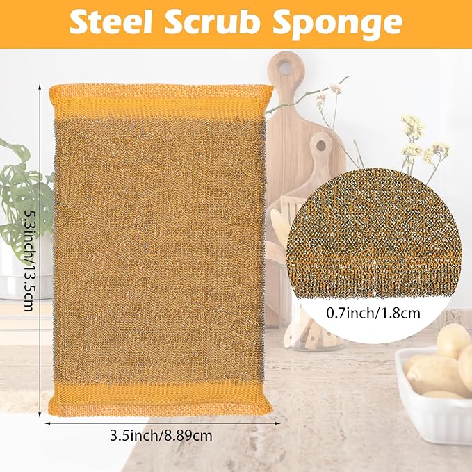 30 Pack Steel Scrub Sponges for Dishes – Heavy Duty Non-Scratch Scouring Pads for Pots, Pans & Hard Surfaces – Multi-Use Metal Dish Scrubber (Multicolored)