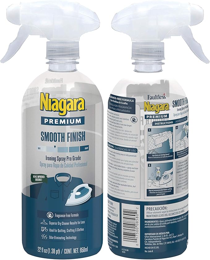 Niagara Spray Starch (22 Oz, 6 Pack) Trigger Pump Liquid Starch for Ironing, Non-Aerosol Spray on Starch, Reduces Ironing Time, No Flaking, Sticking or Clogging, Biodegradable Ingredients, Recyclable