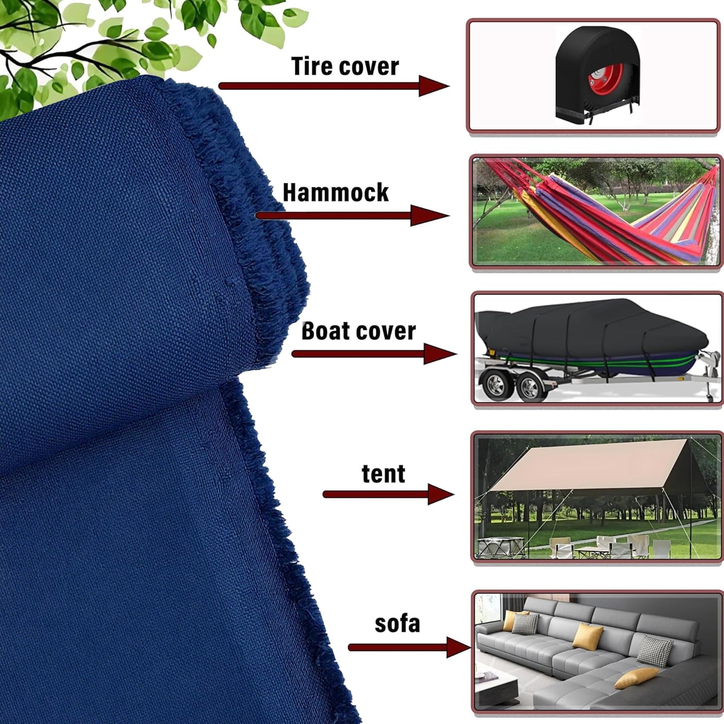 K-Musculo 600D Fabric by The Yard, 58" W 600D Upholstery Polyester Material, Indoor Outdoor Water Resistant Fabric for Chair Cushion Furniture Cover Sewing DIY Cloth, 3 Yard Navy Blue