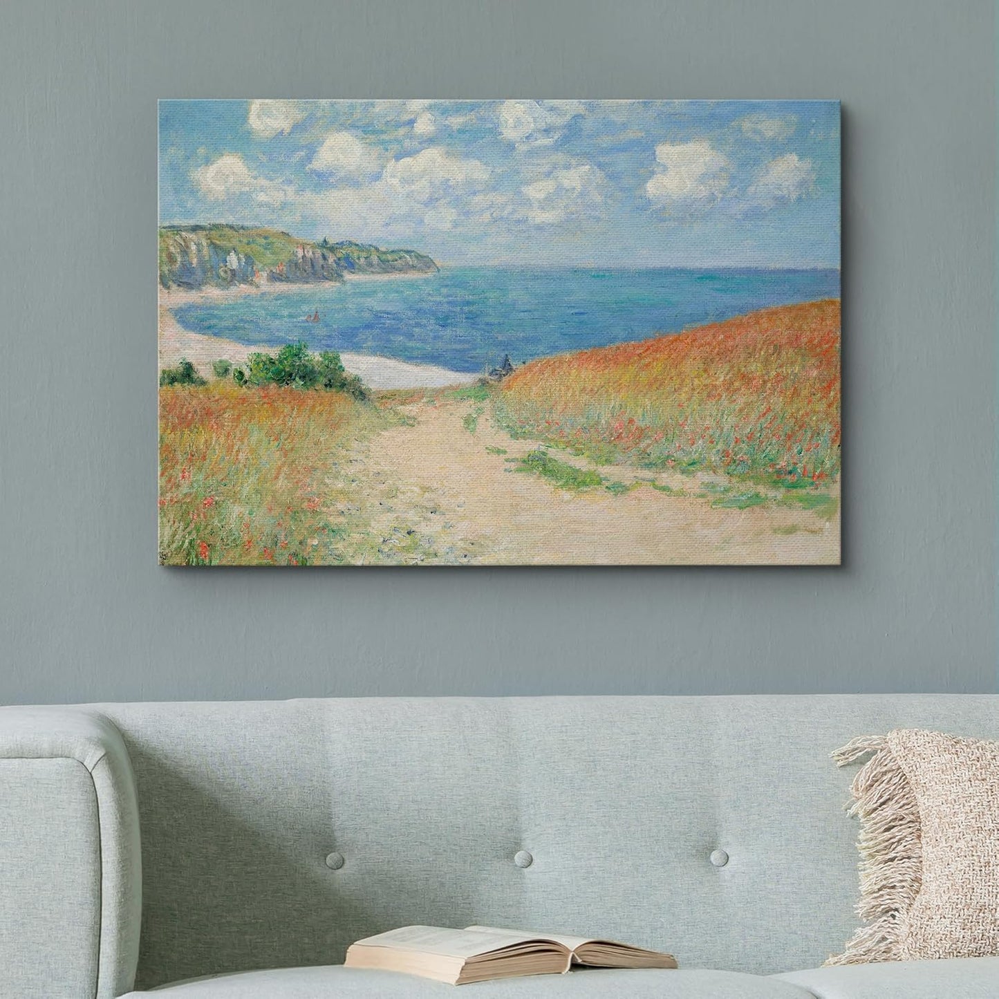 wall26 Path Through The Corn at Pourville by Claude Monet Giclee Canvas Prints Wrapped Gallery Wall Art | Stretched and Framed Ready to Hang - 24" x 36"