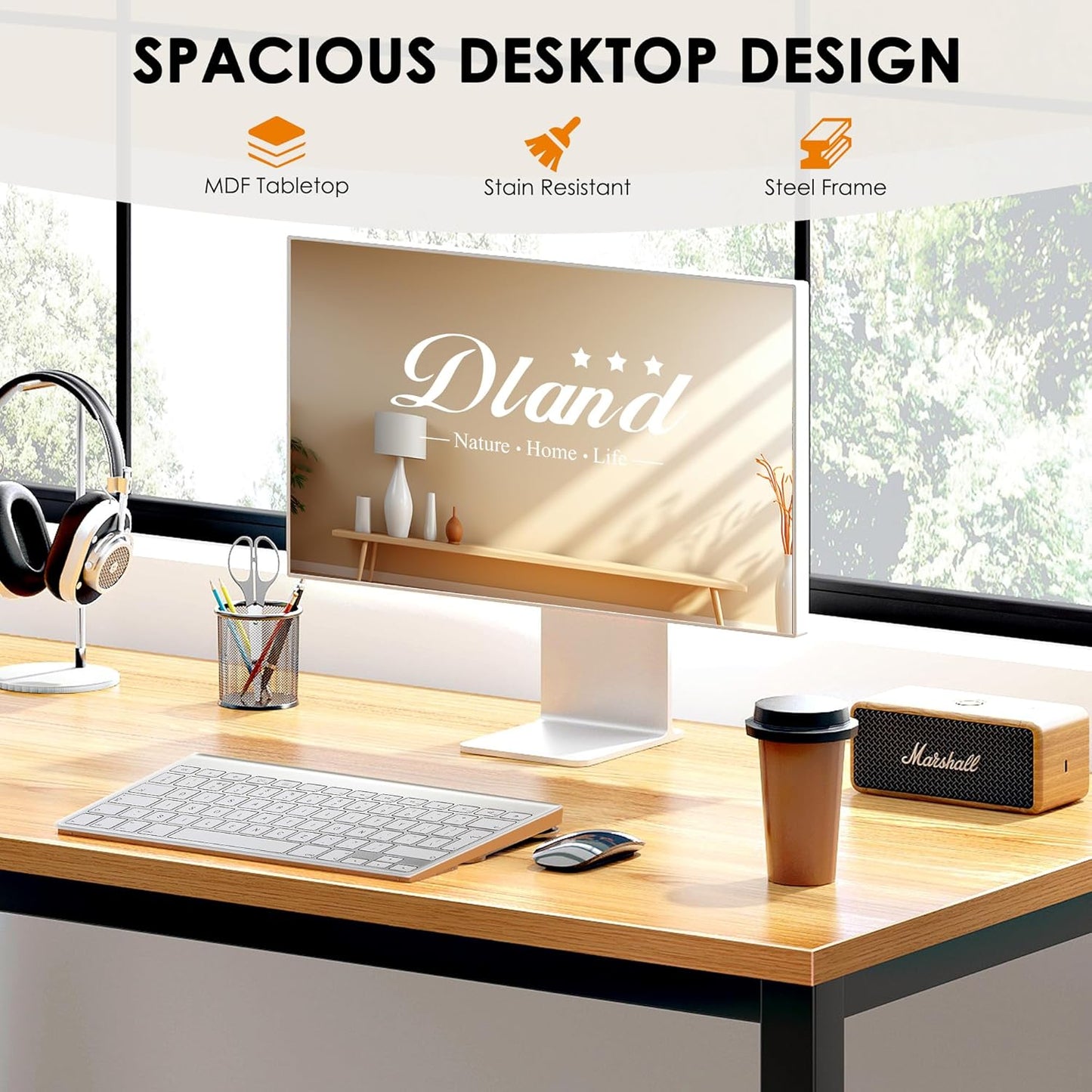 DlandHome 39 inches Small Computer Desk for Home Office Activity Table Writing Table for Small Spaces Study Table Student Laptop Desk Teak and Black DND-AC3BB-100