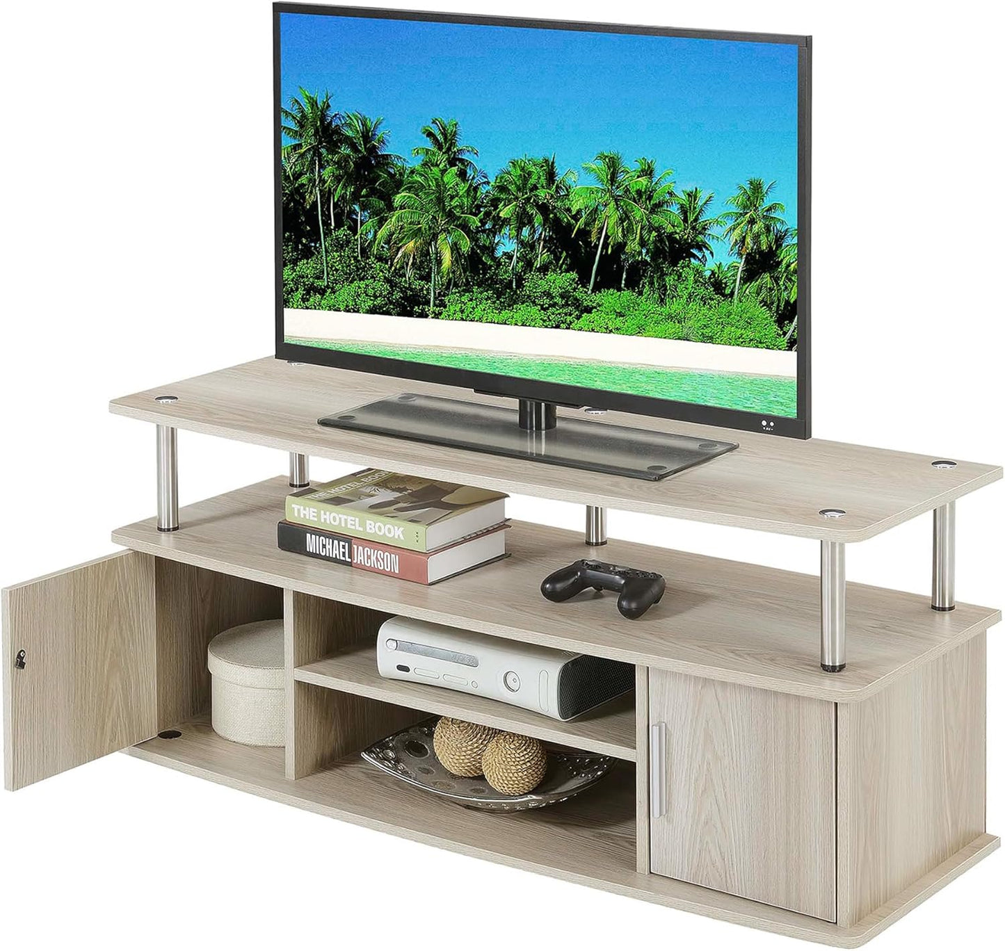 Convenience Concepts Designs2Go Monterey Stand Family Entertainment Center with Storage Cabinets and Shelves, Modern TV Console for Living Room, Office, 47.25", Ice White