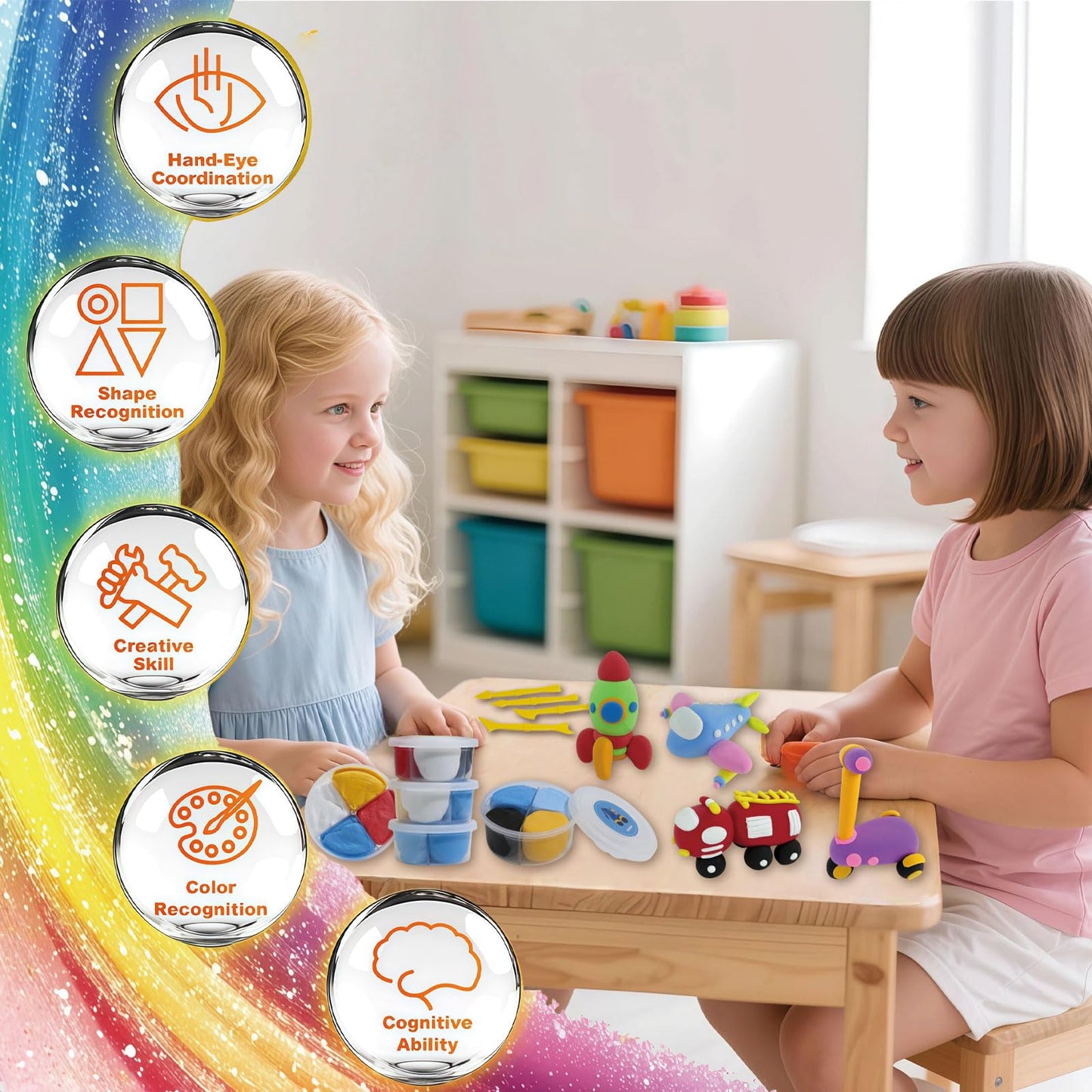 elopco Air Dry Clay Kit for Kids - Cars Themed,12 Traffic DIY Molding Clay Art Crafts Set for Kids Girls Boys Easter Gifts for Easter Basket Fillers Egg Fillers Party Favors (Traffic)