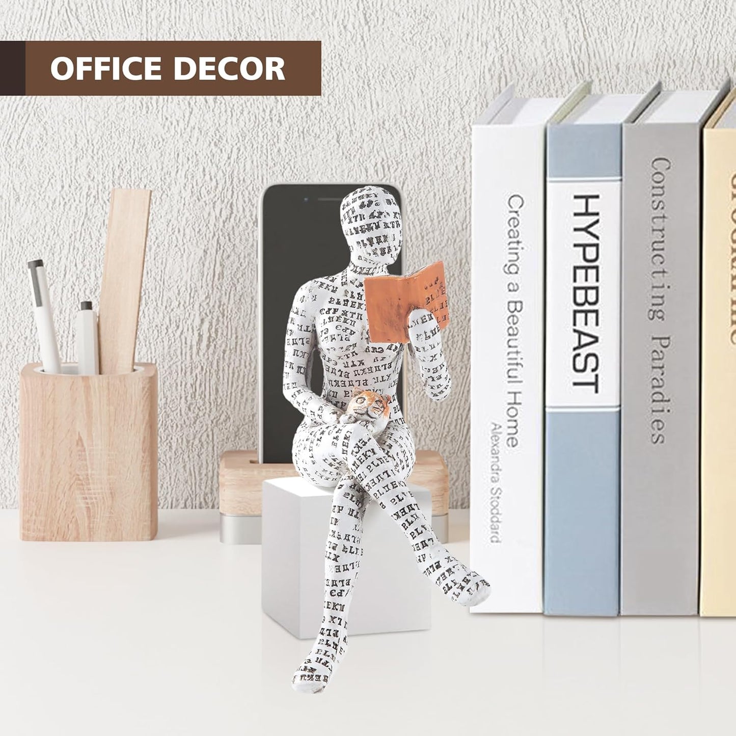 GRAPMKTG Home Decor Pulp Reading Women Thinker Statue Aesthetic Sculpture Room Decor Modern Abstract Decoration on Shelf Table Desk for Living Room Office Bedroom B