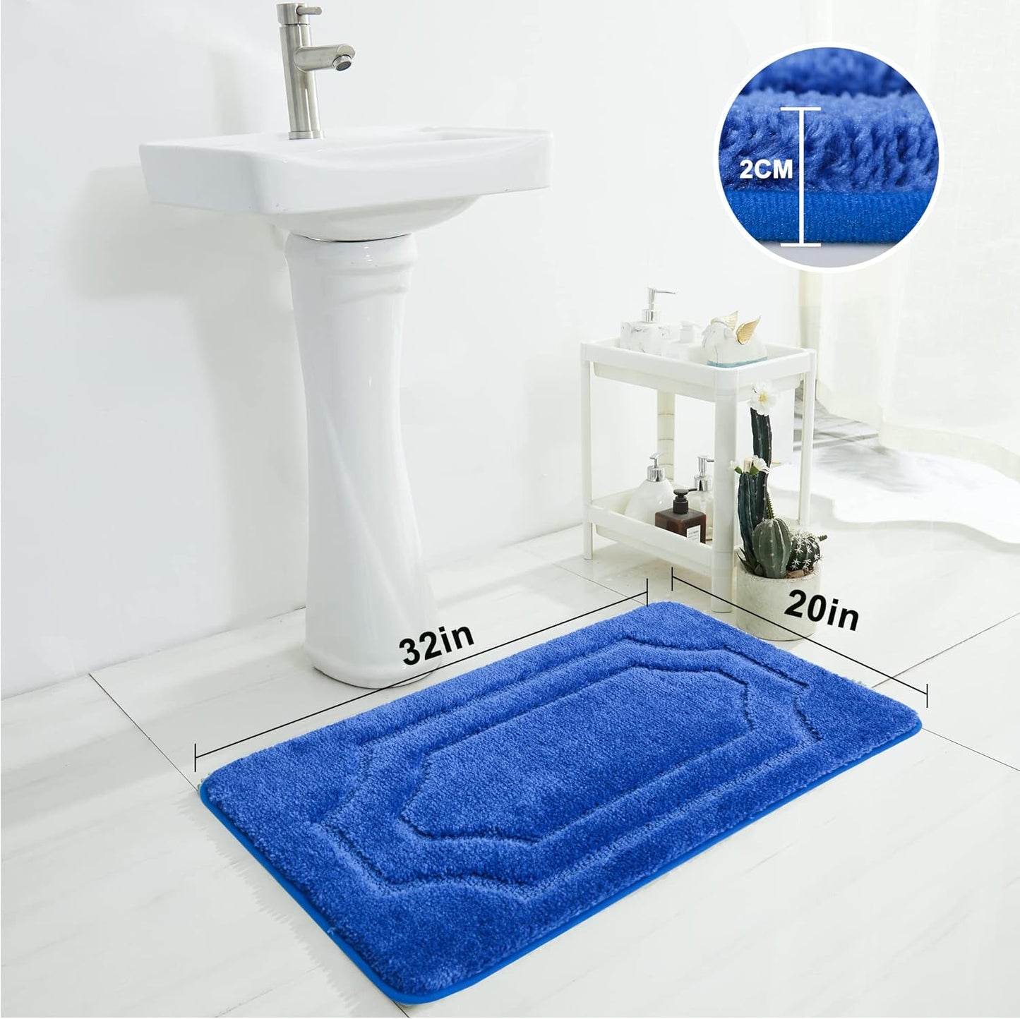 BEQHAUSE Bathroom-Rugs-Non-Slip-Soft-Thick-Bath Mats for Bathroom Floor-Absorbent Shower Mat Machine Washable Quick Dry Bath Mat for Shower, and Tub 20"x32",Navy Blue