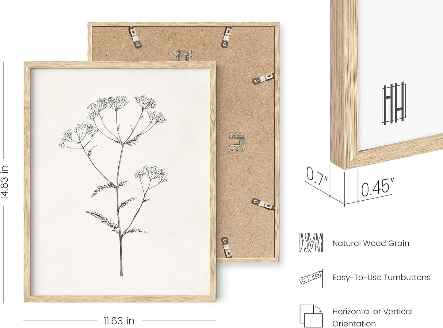 HAUS AND HUES Grey Floral Wall Art - Set of 4 Plant Posters for Wall Vintage, Botanical Prints, Black and White Flower Pictures for Room Aesthetic, Farmhouse Bathroom, Rustic Art (Beige Frame, 11x14)