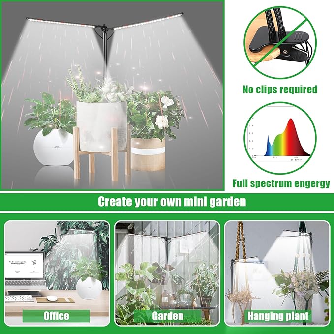 Plant Grow Lights for Indoor Plants Full Spectrum with 3/6/9H Timer & Dimming, Slim Plant Lights for Indoor Growing with 6000K White Red LEDs for Various Plants