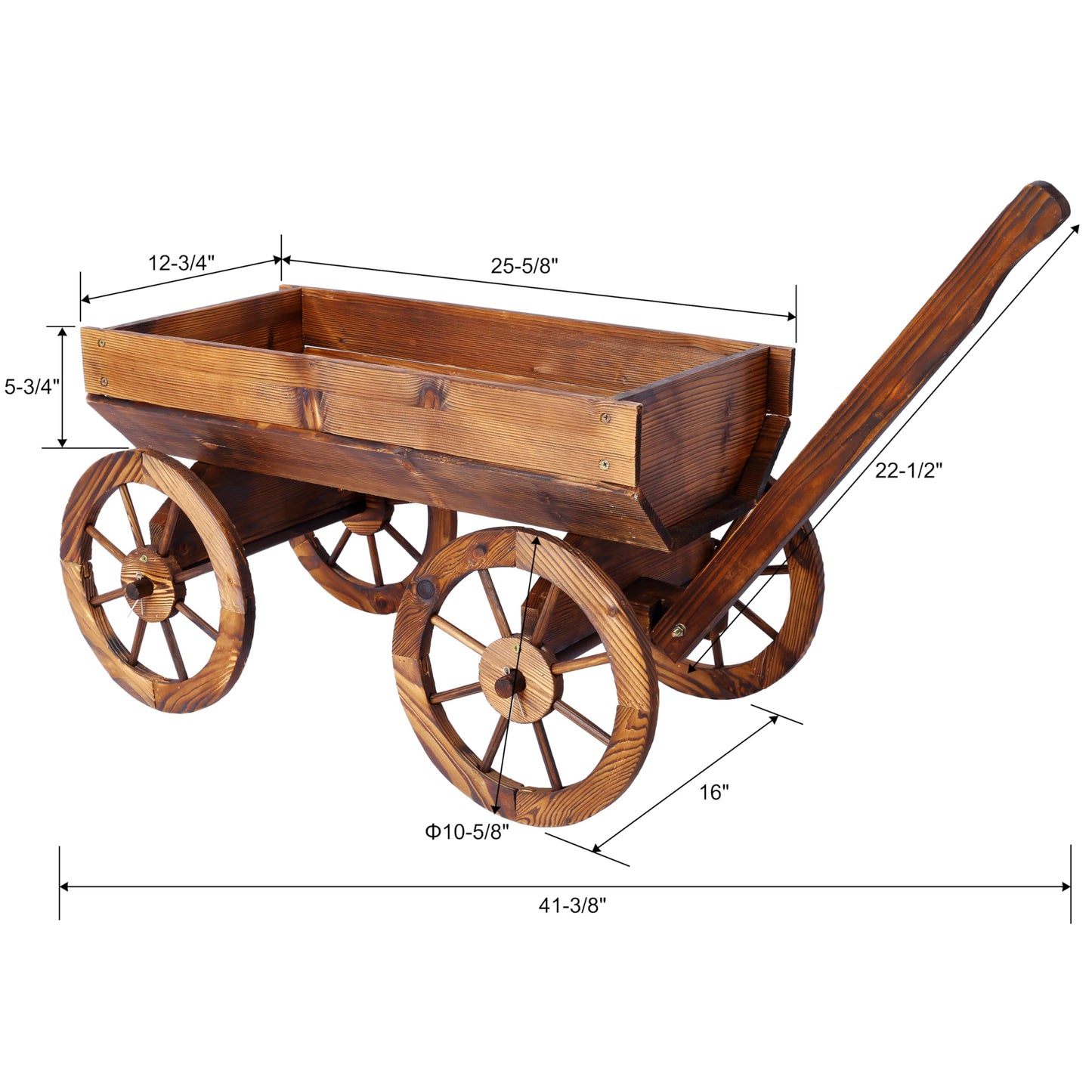 Tomkate Wagon Flower Planter Cart – Movable Wooden Raised Garden Bed on Wheels with Handle, Rolling Pot Stand for Outdoor Plants, Decorative Garden Planter, Durable Brown Wood Wagon for Patio & Yard