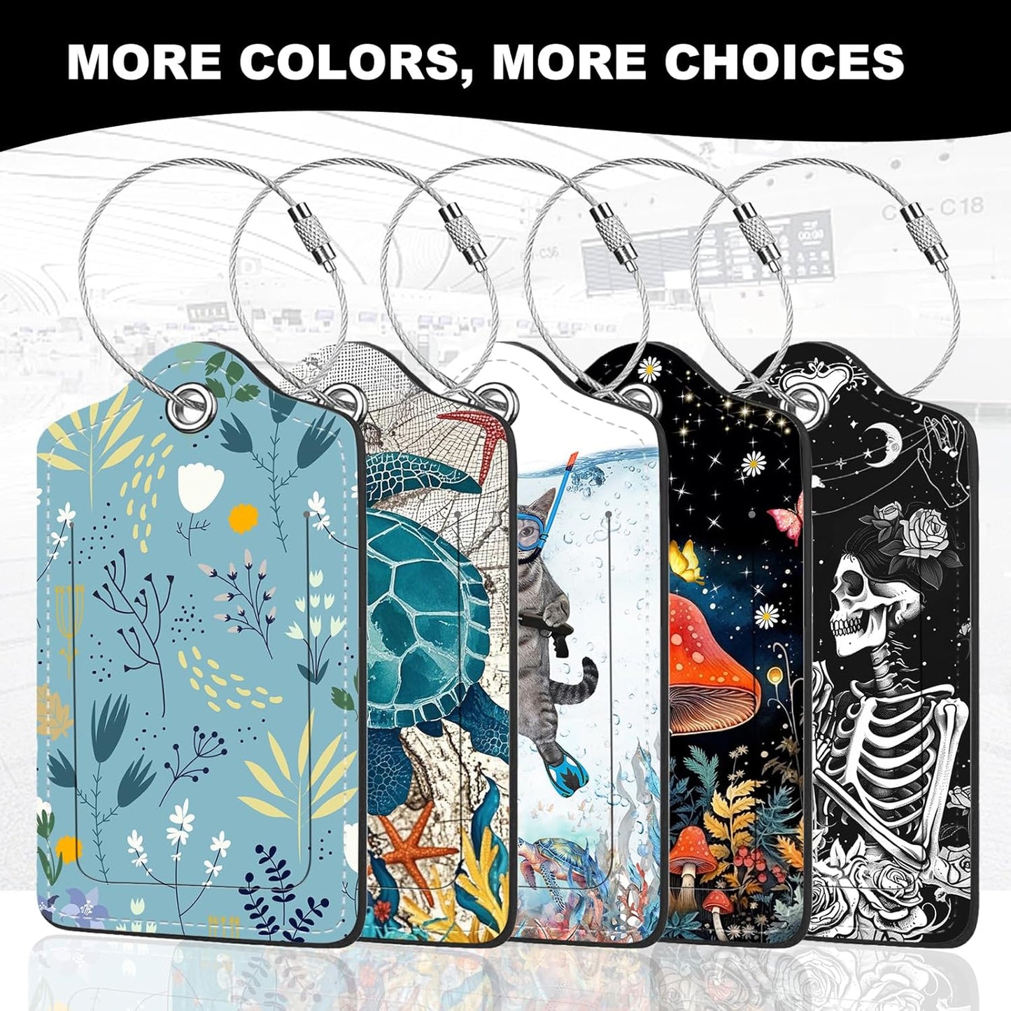 2Pack Luggage Tags for Suitcases, Cute Unique Pu Leather Cruise Luggage Tag with Privacy Cover ID Label Address Card and Metal Ring Suitable for Women Men Kids Travel Bag Gray Leopard Print