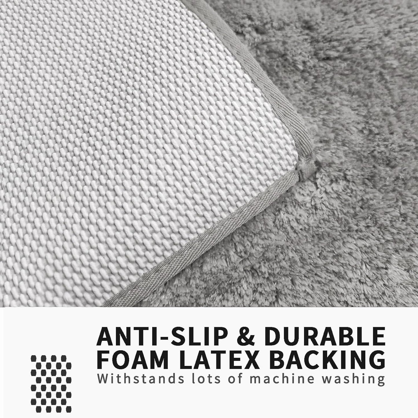 FIFU Bathroom Rugs 17" W x 24" L, Bath Mat for Bathroom, Bedroom, Laundry Room & Kitchen, Non-Slip Rubber Latex Backing, Extra Soft and Absorbent Microfiber Carpet, Machine Washable Rug, Silver Gray