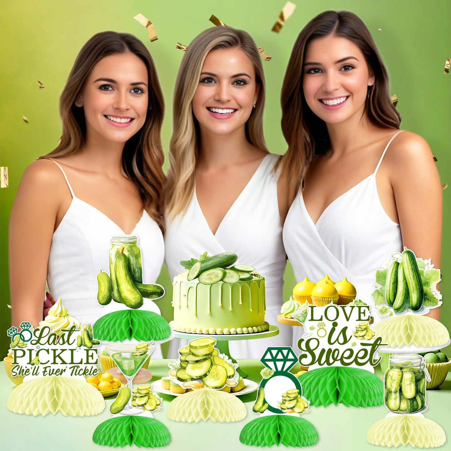 Pickle Bachelorette Party Decorations Last Pickle She'll Ever Tickle Honeycomb Centerpieces Pickle Bachelorette Party Table Decor for Girls Cucumber Pickle Theme Bridal Shower Engagement Supplies