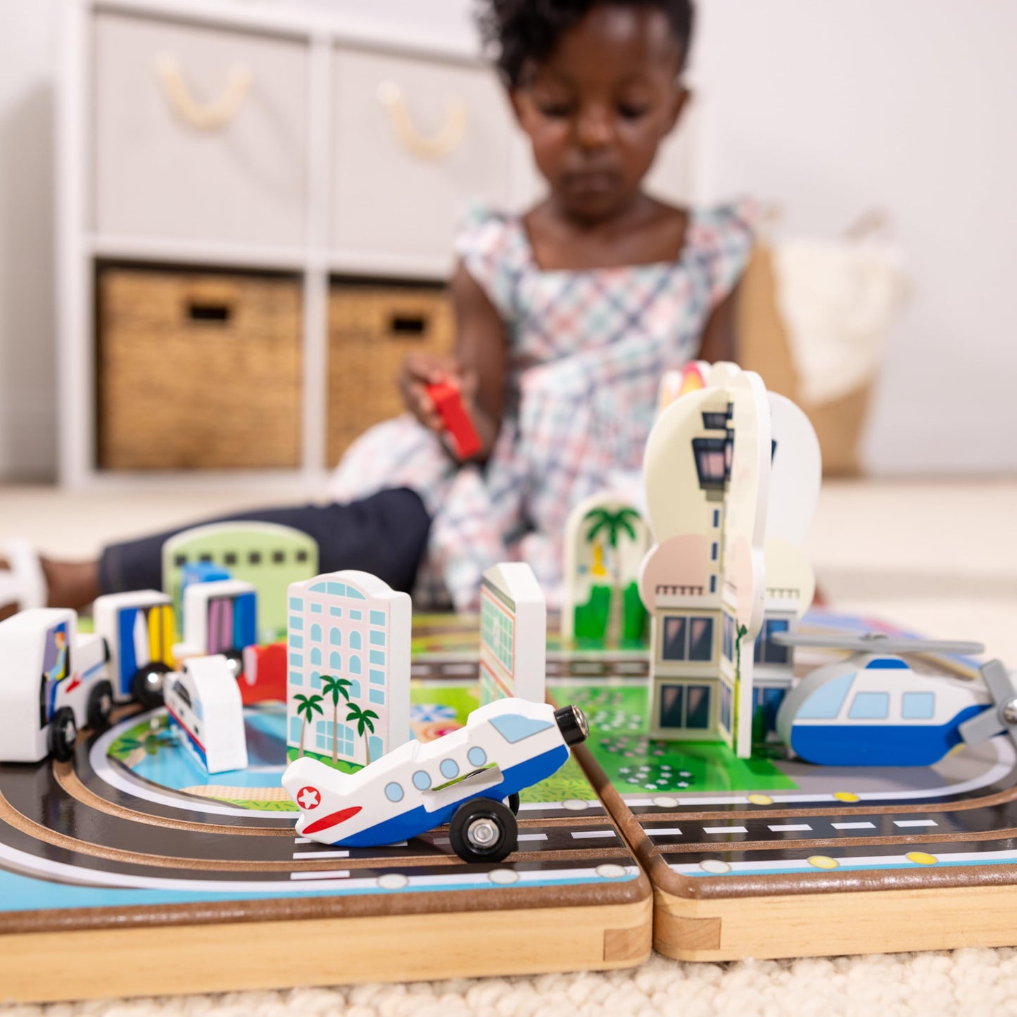 Melissa & Doug Take-Along Airport Play Set, Vehicles, Built-in Tracks for Boys and Girls Ages 3+ - FSC-Certified