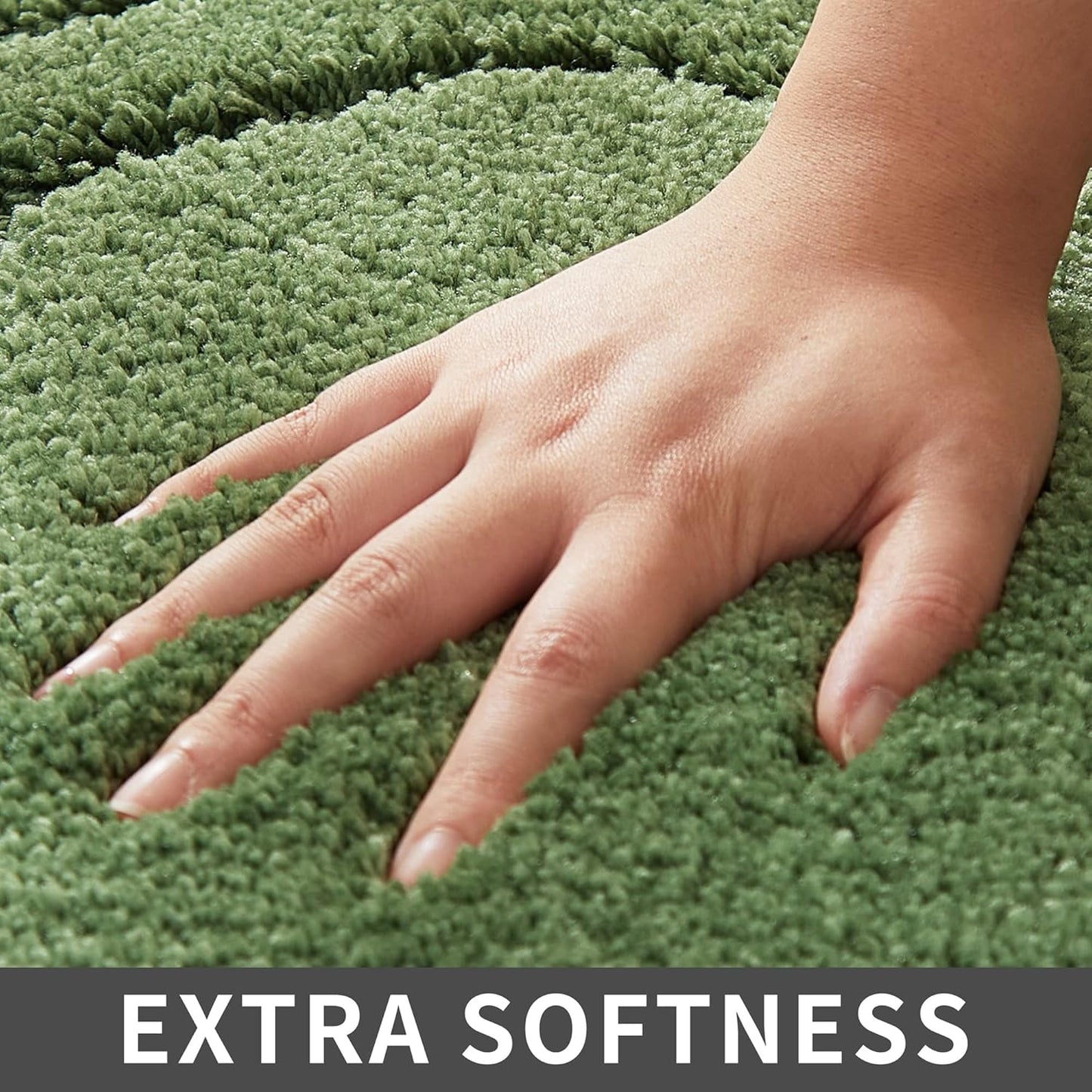 COSY HOMEER Extra Thick Bath Linen Sets Rugs for Bathroom - Anti-Slip Bath Mats Soft Plush 100% Strong Polyester Mat Living Room Bedroom Water Absorbent(Green,24x48 - Inches)
