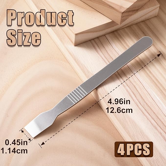 4pcs Small Scraping Tools, Stainless Steel Scraper Tool for Cleaning, Non-Slip Metal Scraper Scraping Tools for Home Office Kitchen - Silver